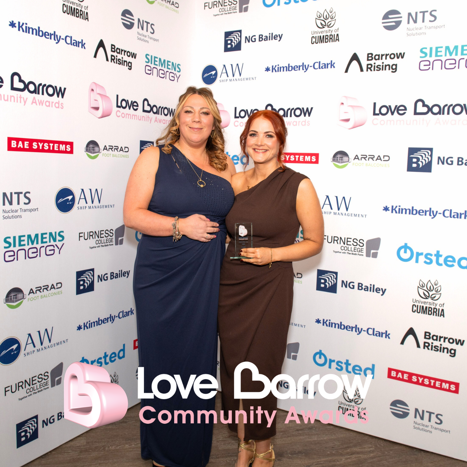 2026 Carer of the Year Finalist Nicola Jones with Sponsor Arrad Foot Balconies Stephanie Smith