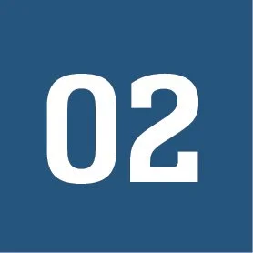 The image shows a blue square with the white number '02' in the center.