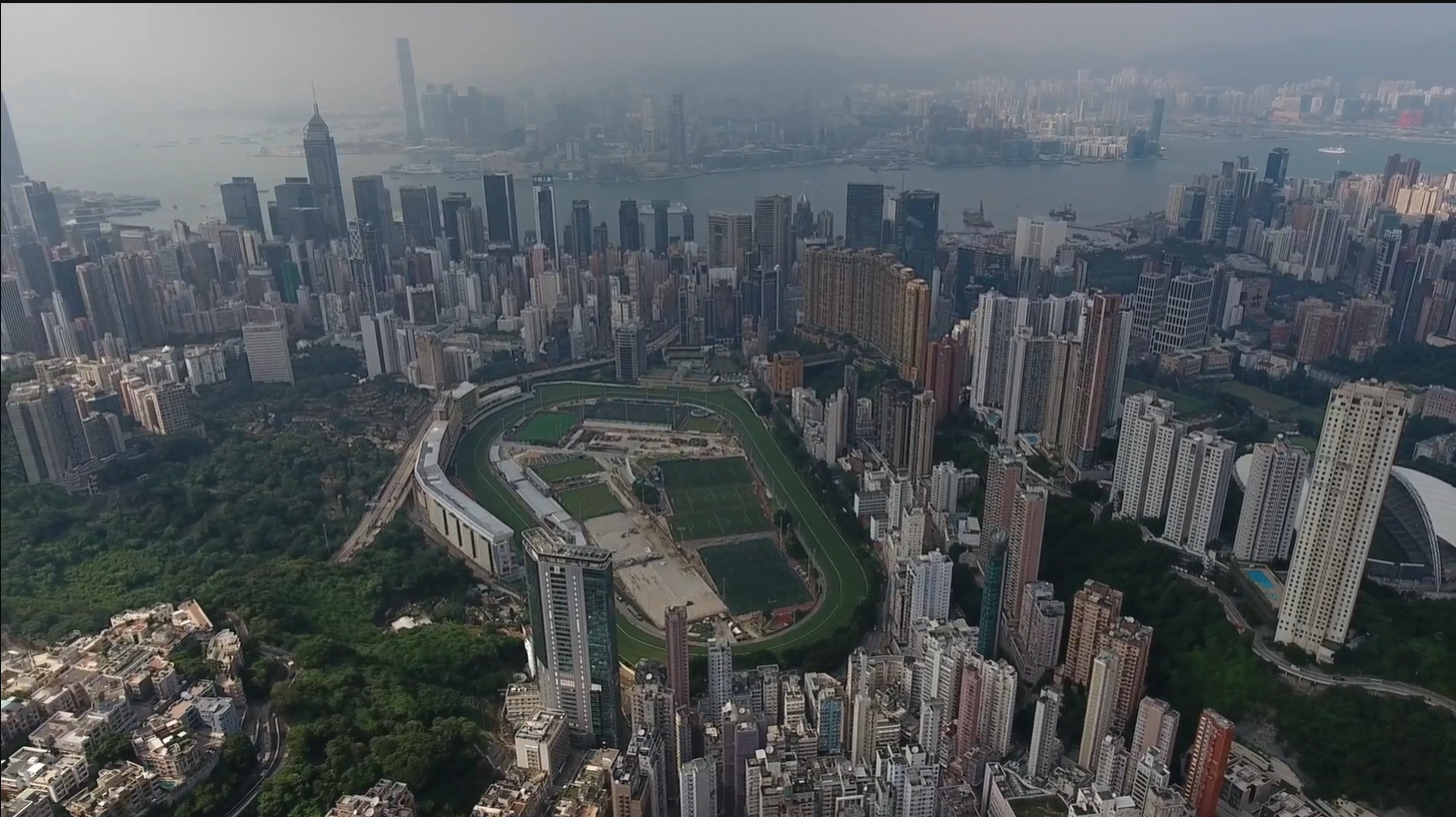 Kowloon cityscape from above with high-rise buildings