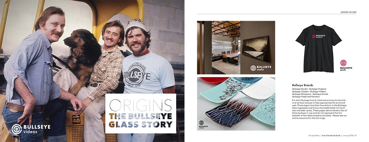 The history of Bullseye Glass and the expansive use of the logo