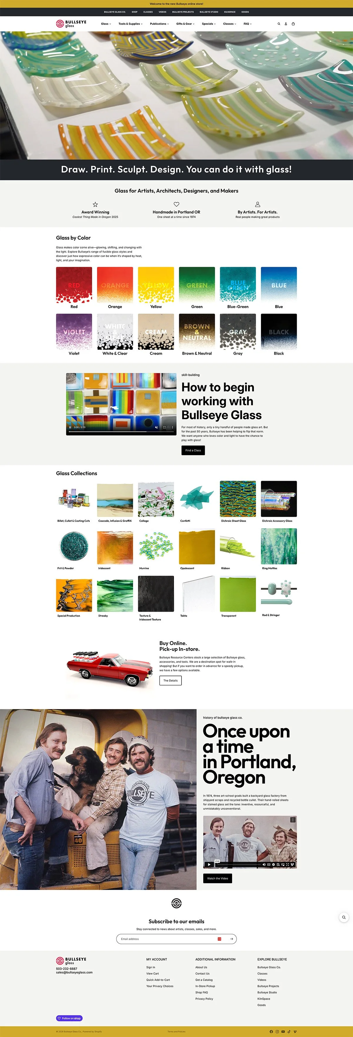 Shopify website design, home page view