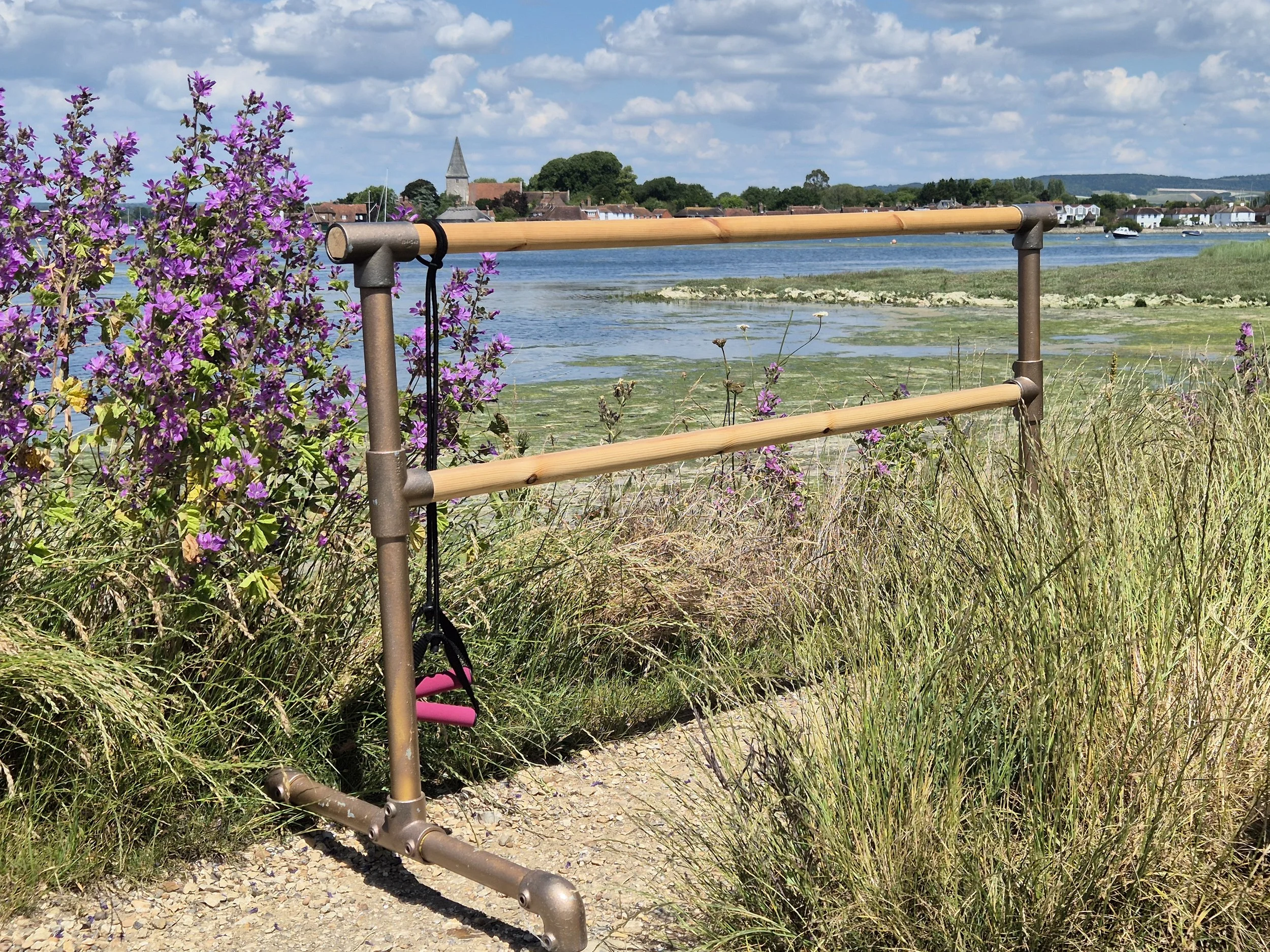Barre by the water. The locals thought I was mad! This is my portable scaffolding barrre which, you guessed it, I made myself