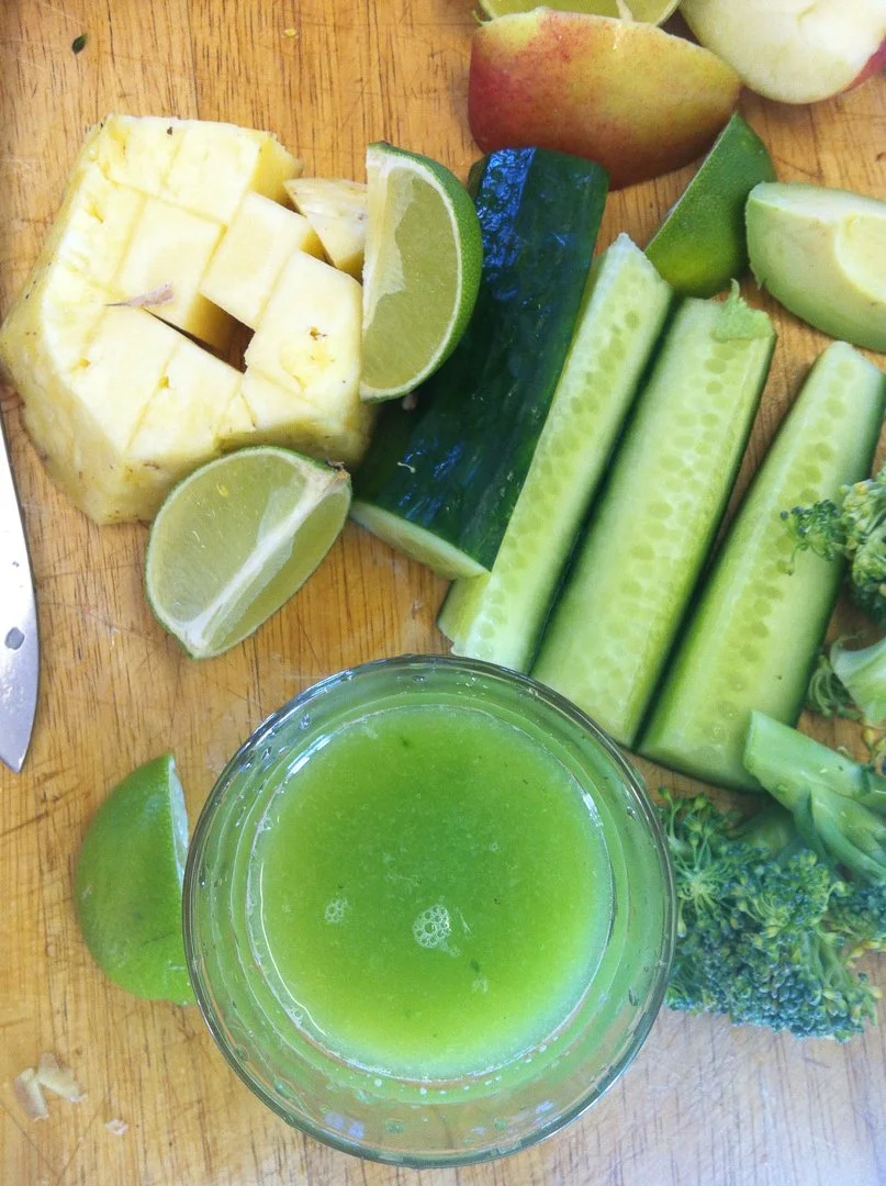 I love a juice. I try to keep the colours similar so it doesn't end up brown. This one had cucumber, apple, pineapple and lime - YUM