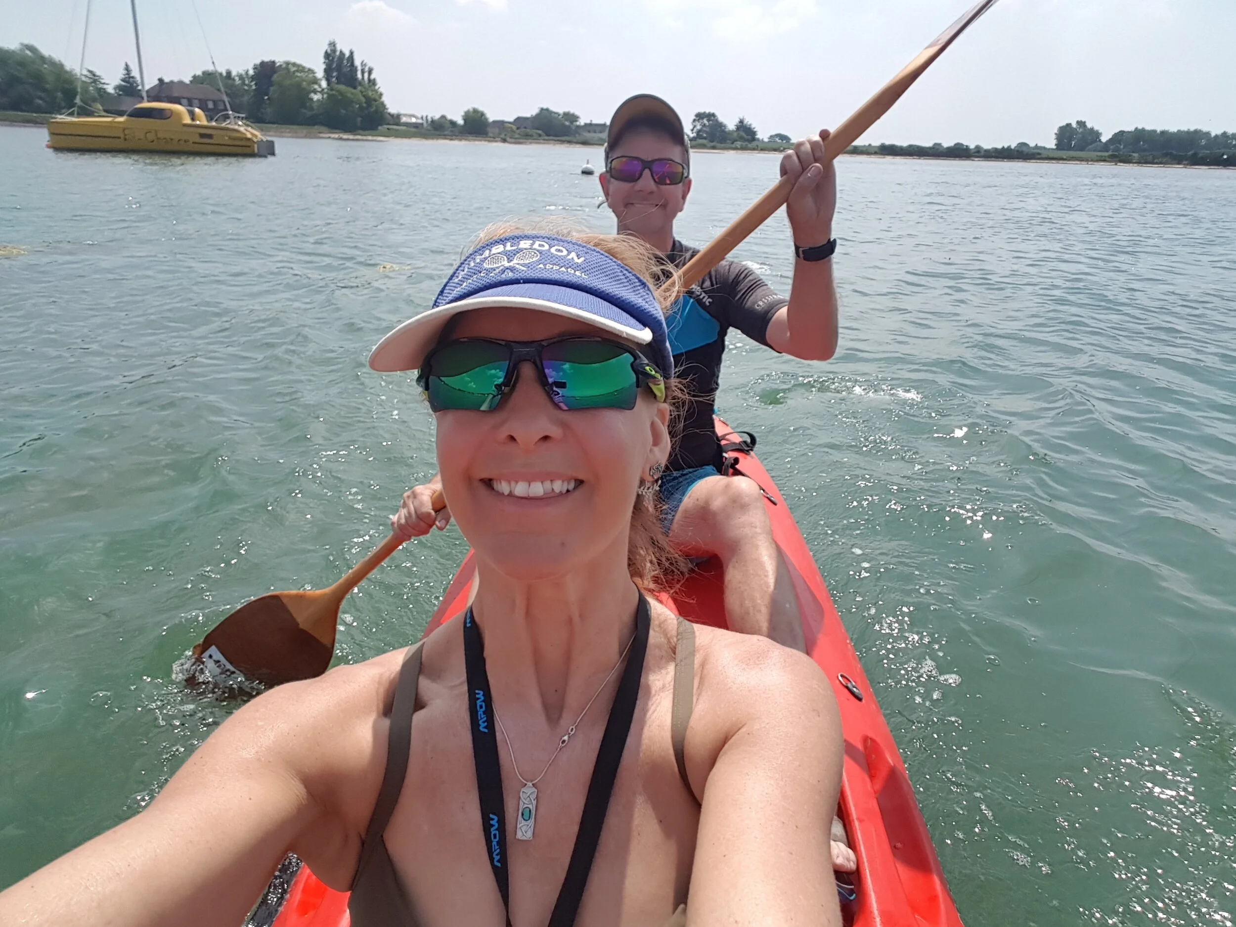 We live in the most amazing place and on a calm, warm day we love to get out on the kayaks and grab a sneaky icecream across the water.