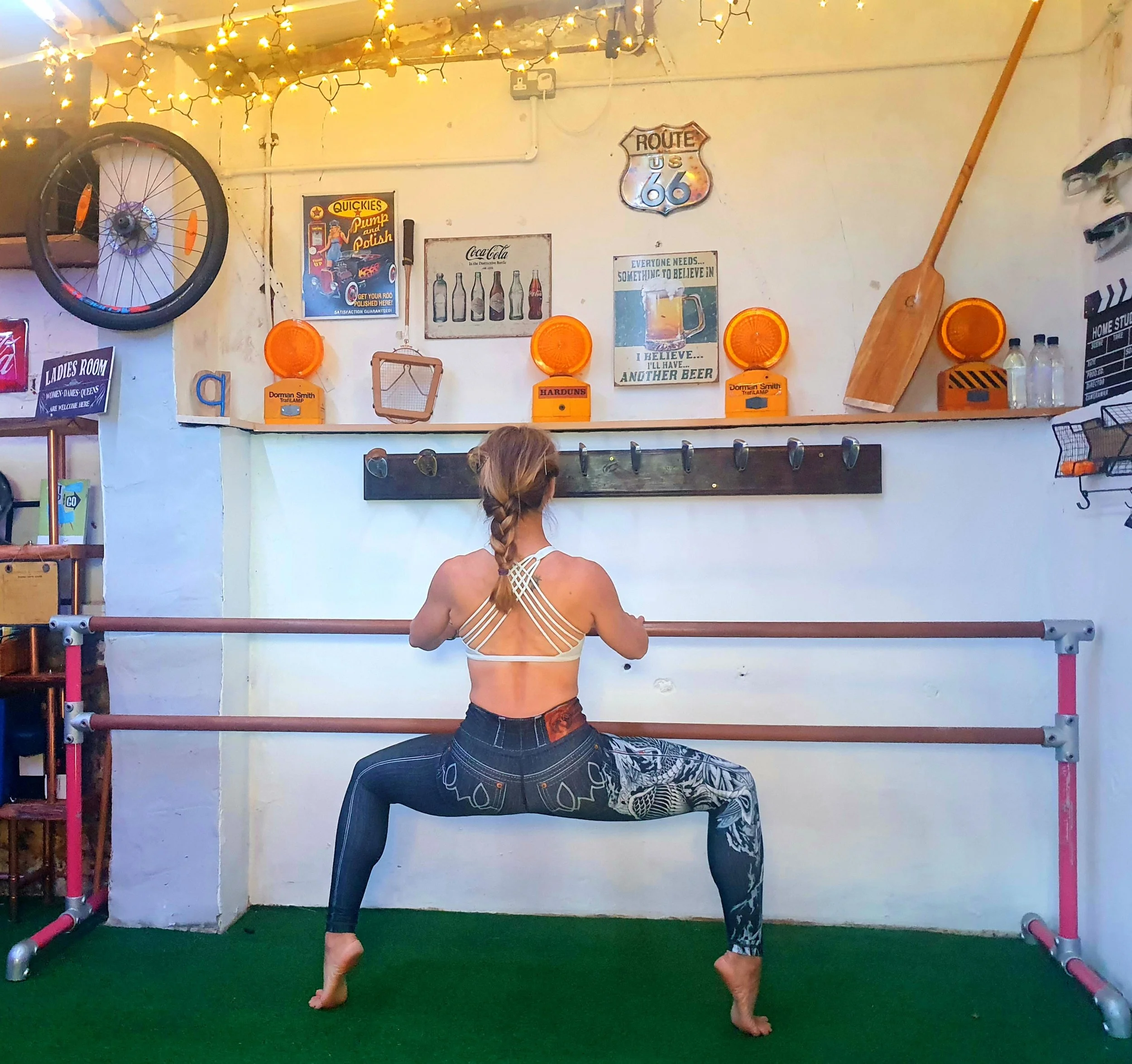 the original garage barre during lockdown. This is where I spent most of lockdown. When not teaching barre I was gowned, gloved and wearing a mask to treat patients