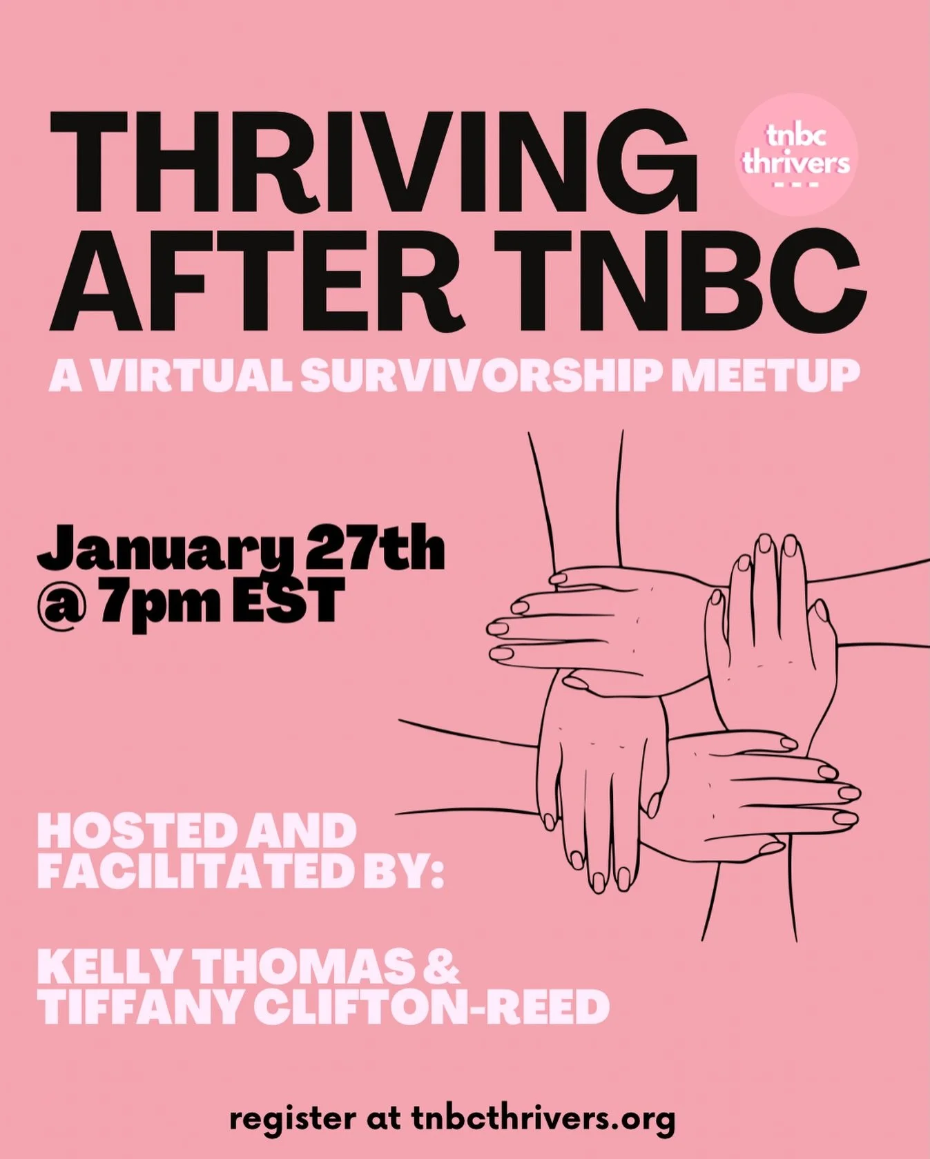 Snow days can&rsquo;t stop Thriver Chat! 💬

Join us this Tuesday at 7pm EST for our triple negative survivorship chat, Thriving After TNBC!

Moderated by @iamkellythomas &amp; @ilovetiff72 👩🏻&zwj;💻👩🏽&zwj;💻

✨Register at tnbcthrivers.org!✨

#tn