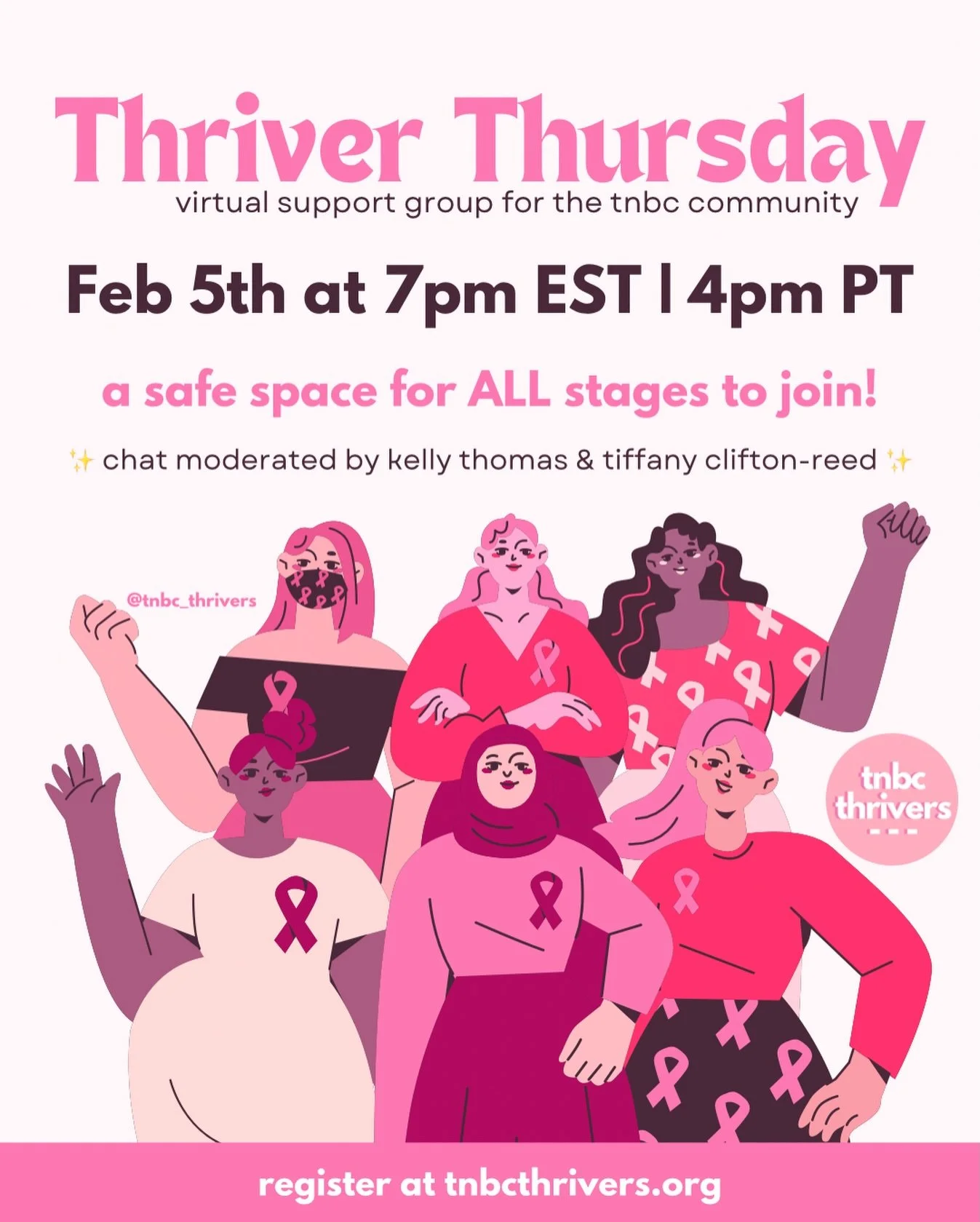 Join us tomorrow for Thriver Chat! 👩&zwj;💻

Thriver Thursday is a chat for everyone no matter what stage of thrivership you&rsquo;re in!

Come for the good vibes, the laughs and the support 🫶

Hosted and moderated by @iamkellythomas &amp; @iloveti