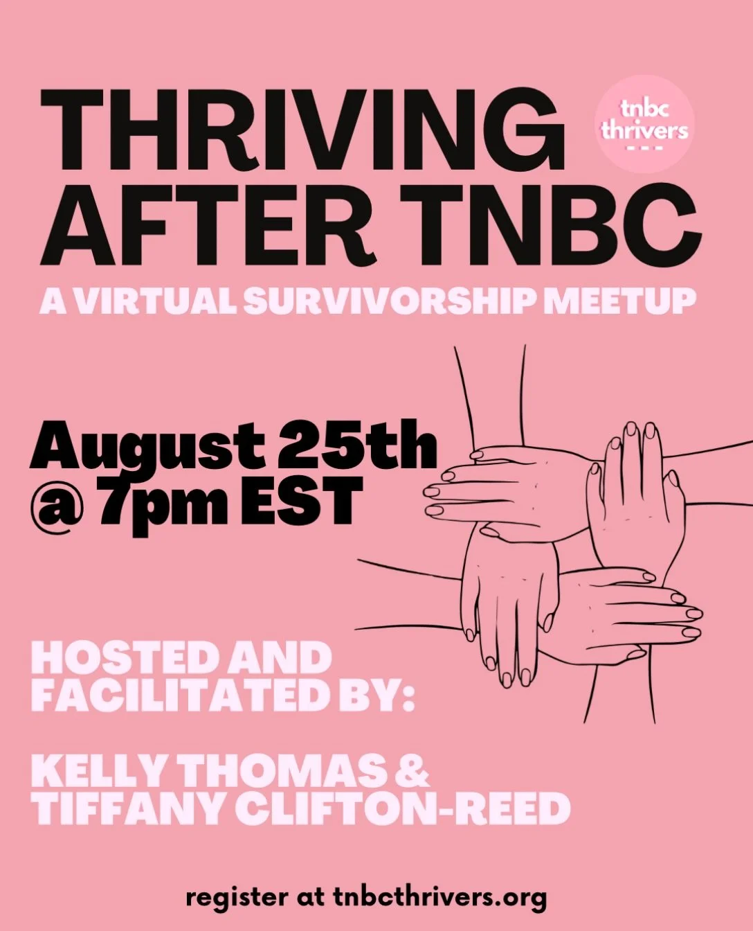 We are back for Survivor Chat! 🗣️

Join us tomorrow at 7pm EST for our triple negative survivorship chat, Thriving After TNBC and we want to hear your NON cancer wins because babe, you&rsquo;re so much more than your cancer diagnosis! ✨

Moderated b