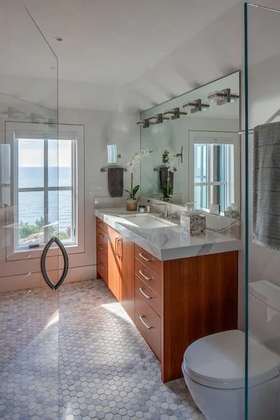 custom bathroom vanity, contemporary coastal style
