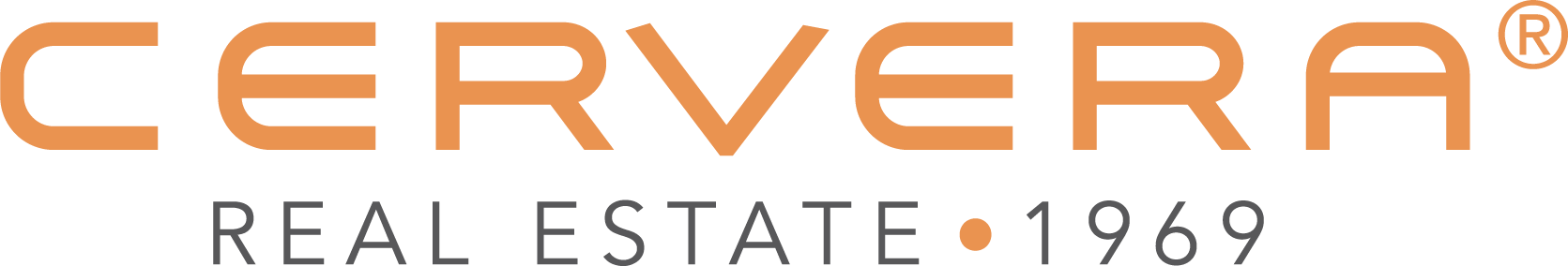 Cervera Real Estate logo with distinctive font and color, with the text 'REAL ESTATE . 1969' underneath.