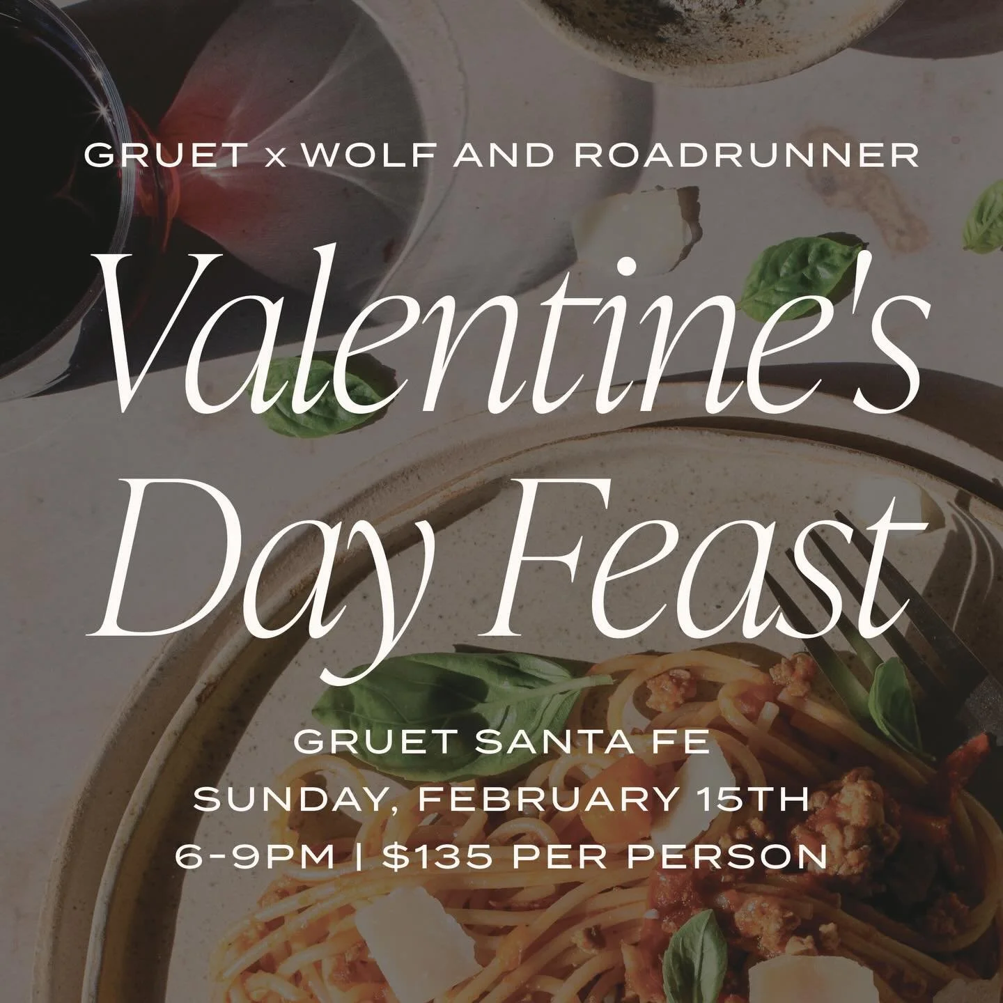 A Valentines to remember💌🍷🍴 We&rsquo;re partnering with Wolf and Roadrunner for an intimate Valentine&rsquo;s Day dinner at Gruet Santa Fe featuring a stunning four-course menu paired with our sparkling wines. Think: duck rillette, lobster spaghet