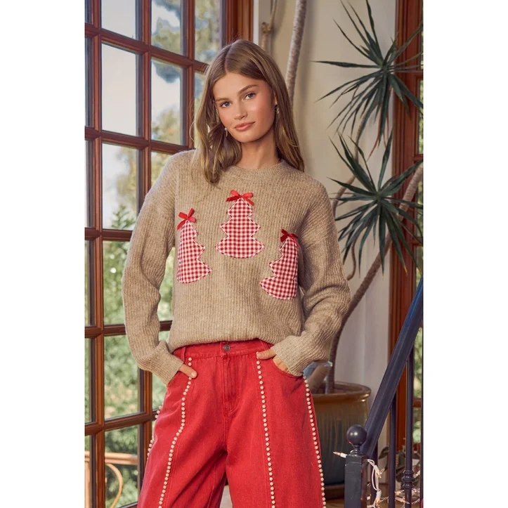 red gingham tree sweater.webp