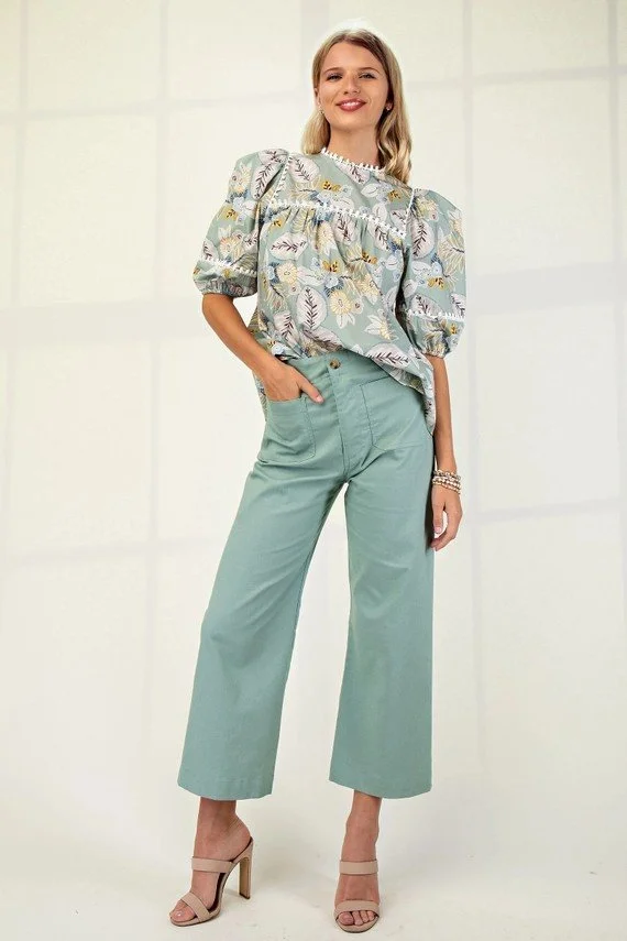 Ankle Cropped Pant - Seafoam