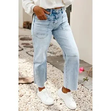 Frayed Cropped Light Wash Jean