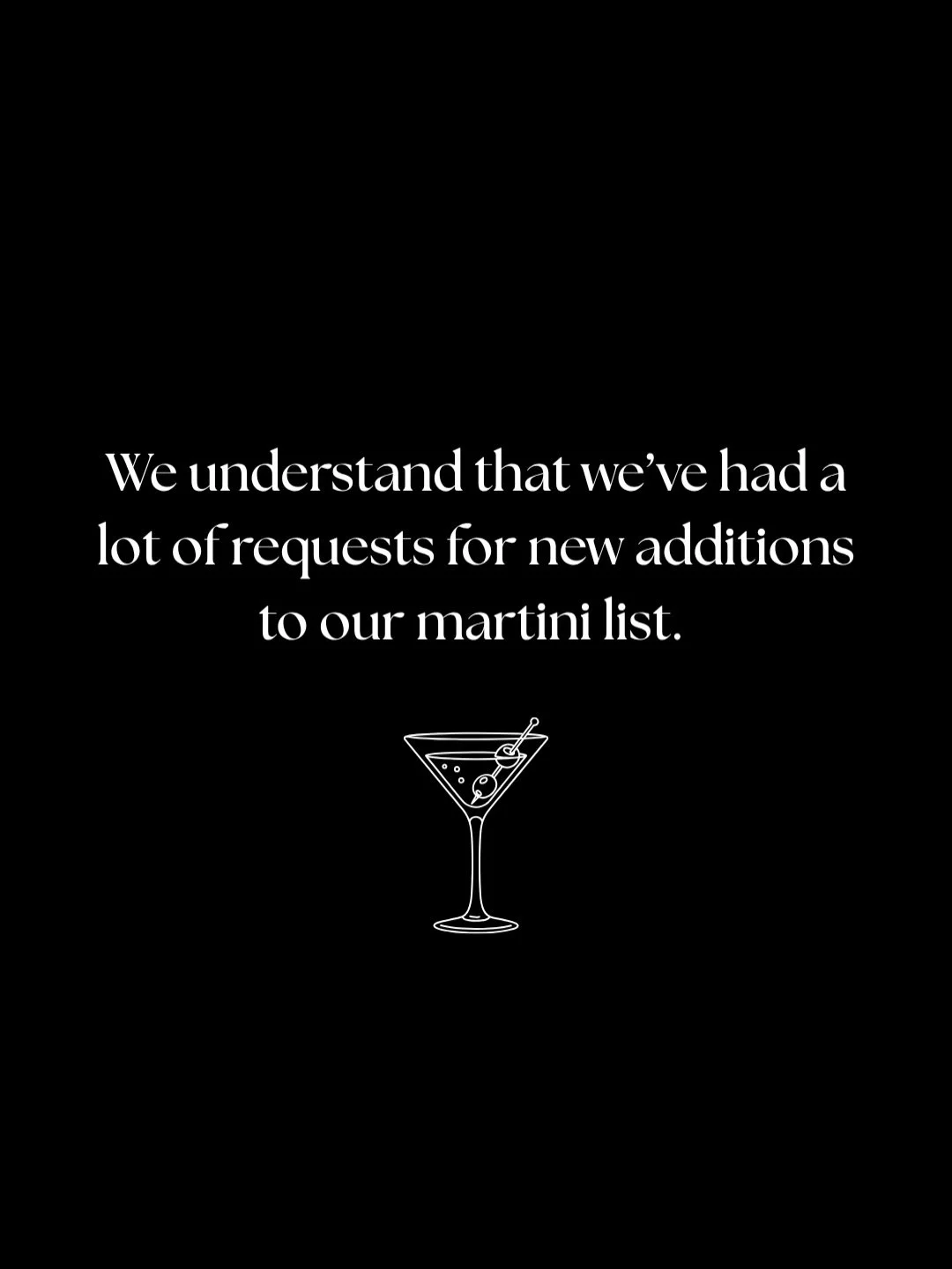 Trust us, you&rsquo;re going to want to try this one. ☝️ 🍸

New Martini, coming this Friday. Will you order it?

#martinimenu #steakhouse