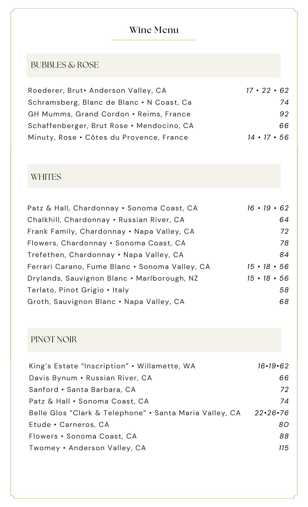 Menu — Prime Rib at The Garden