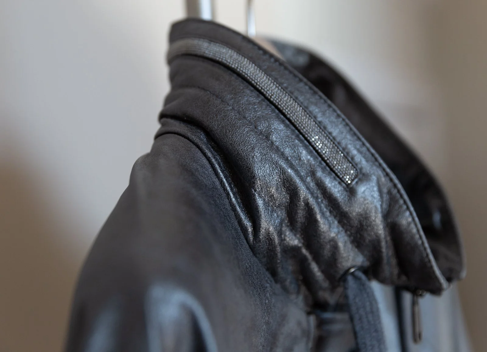 タグ付き BRUNELLO CUCINELLI レザージャケット リブニット タグ付き BRUNELLO CUCINELLI レザージャケット リブニット