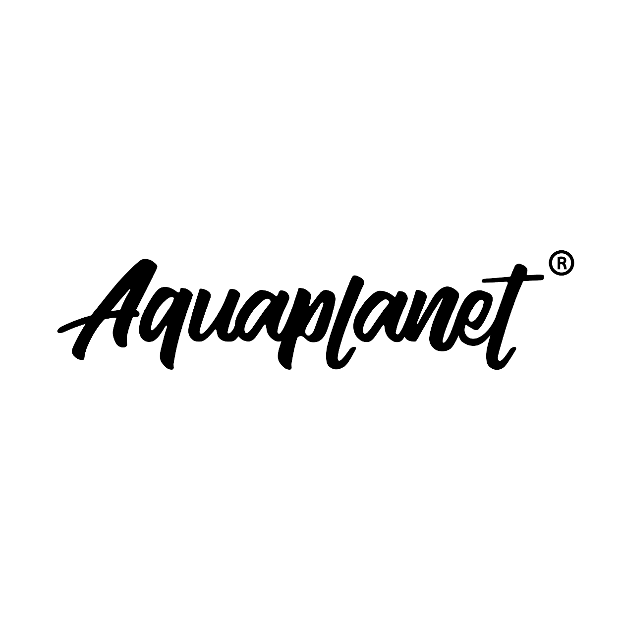 Aquaplanet logo in cursive black text on white background