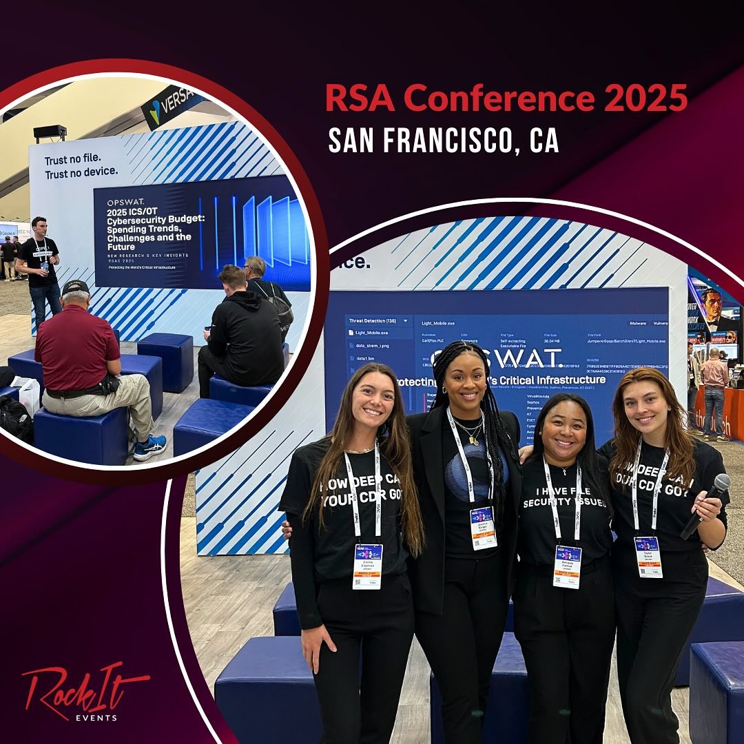 Last week, RockIt Events was onsite at RSA in San Francisco, supporting MC2 and their client OPSWAT at the Moscone Center! 👏🏼 One of our team members energized the crowd as MC for live demos &mdash;including a presentation by OPSWAT&rsquo;s CEO&mda