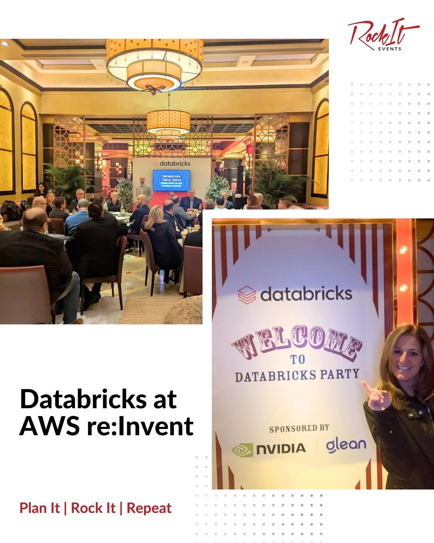 At this year&rsquo;s AWS re:Invent, RockIt Events planned an executive VIP event in partnership with Databricks.

The event featured an executive lounge experience with Databricks-hosted roundtable networking conversations and a curated whiskey tasti