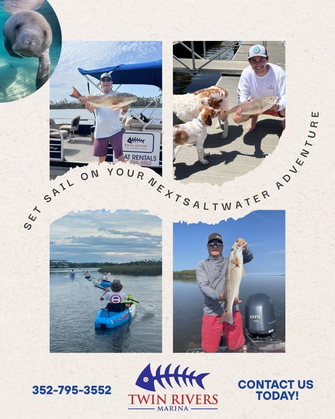 Enjoy the warm weather and plan your next saltwater adventure with us today! 352-795-3552 #crystalriverfl #rentalboats #kayaks #pontoons #sunshinestate