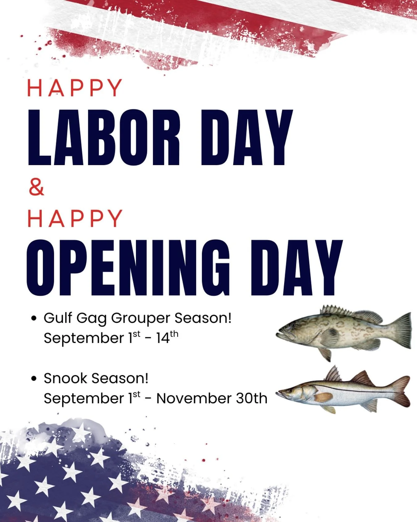 Happy Labor Day from Twin Rivers Marina! πΊπΈ
The wait is over — Gulf gag grouper and snook season is officially open! Time to load up the boats, grab your gear, and chase those big bites. π£
Stop by the marina for all your boating and fishing