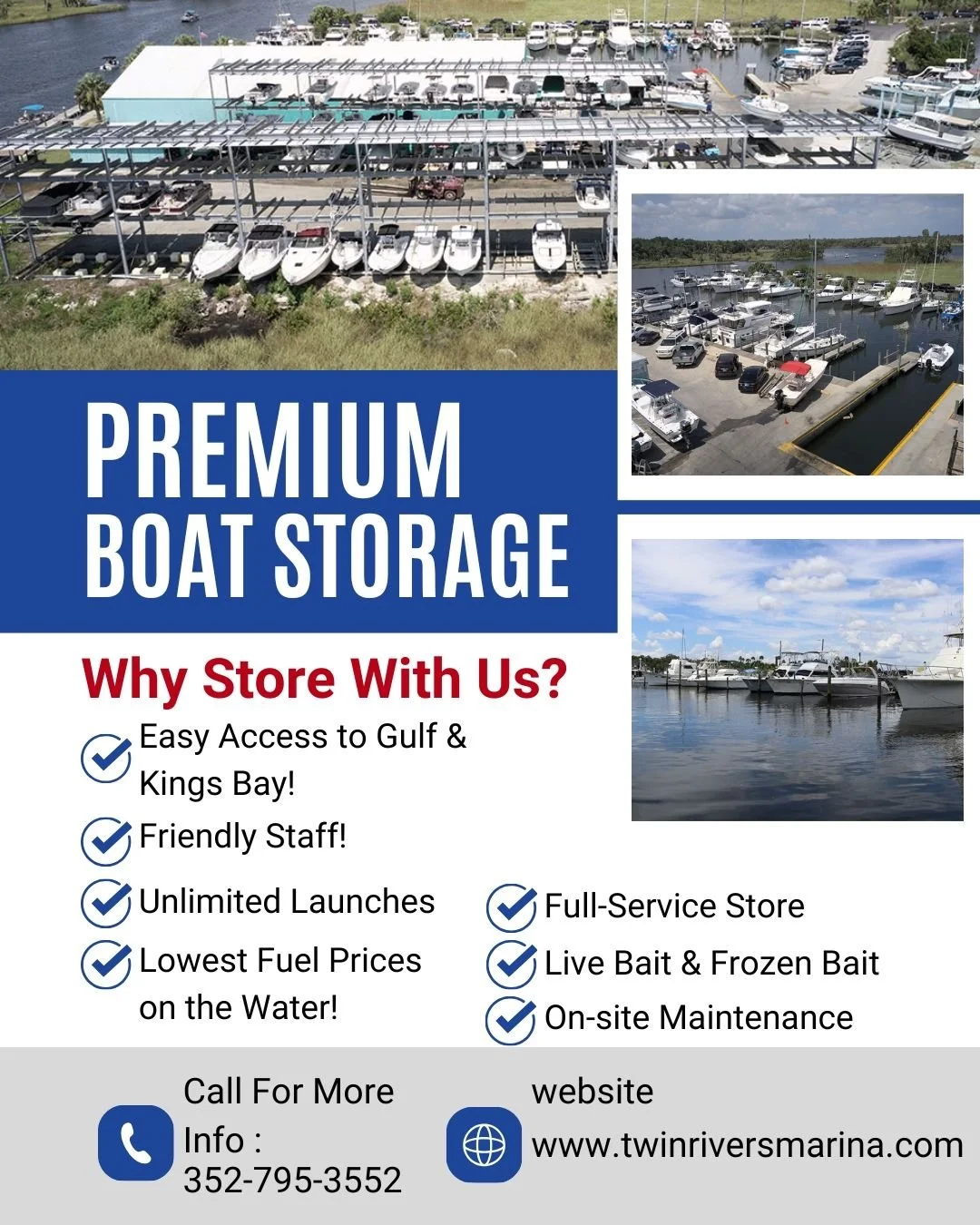 Keep your vessel safe, secure, and ready for the water. Whether you're looking for dry storage or a wet slip, we've got your covered - starting at just $15/ft! #BoatStorage #MarinaLife #crystalriverfl #FloridaFishing