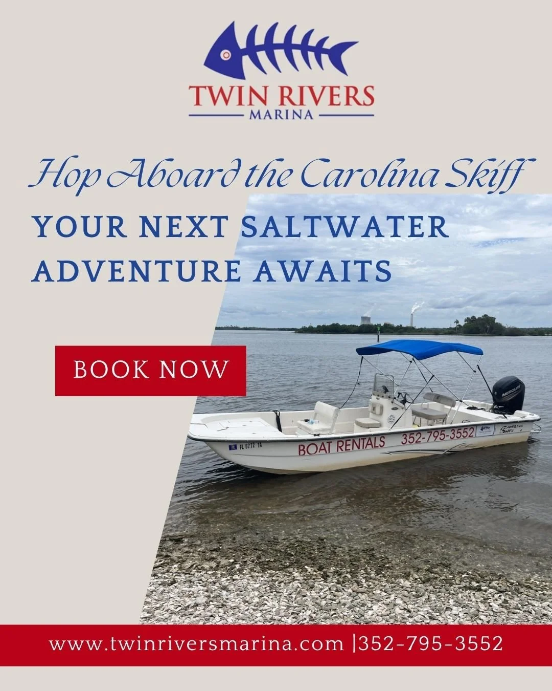 Adventure's waiting at the dock! Book the Carolina Skiff - fish, see the manatees, or cruise the water in style! #crystalriverfl #crystalriver #florida #floridaboating #manatee