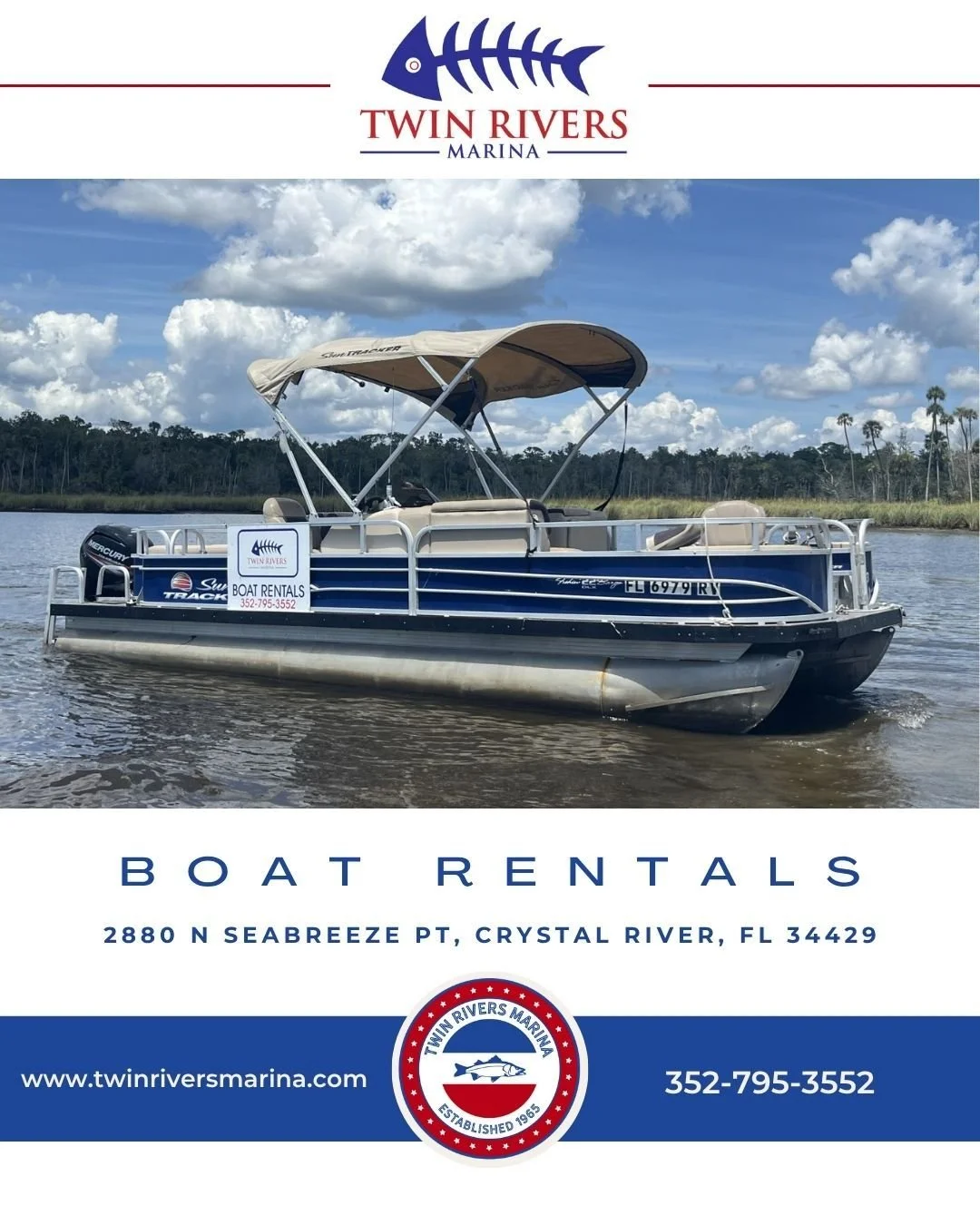 Float your worries away - rent a boat, catch some rays, &amp; catch some fish! 😎 It's a weekday? We promise not to tell your boss you're playing hooky 😉 #teamtwinrivers #crystalriverfl #crystalriver #florida #boating