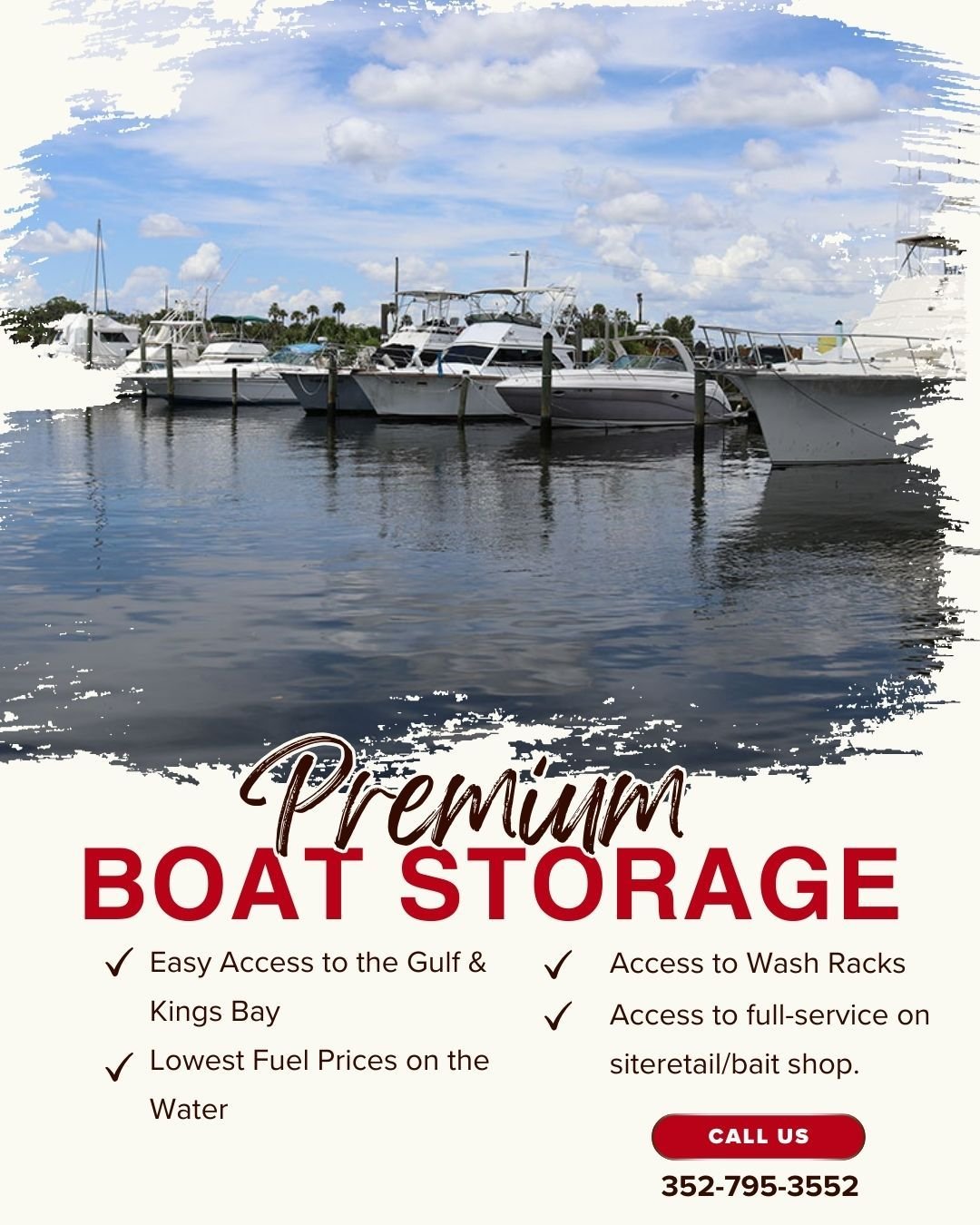 Store your boat the right way. Twin Rivers Marina offers premium boat storage options, both dry and wet slips. Easy access to the Gulf &amp; Kings Bay, fully-stocked ship store, on-site mechanic, and always the lowest fuel prices on the water! #cryst