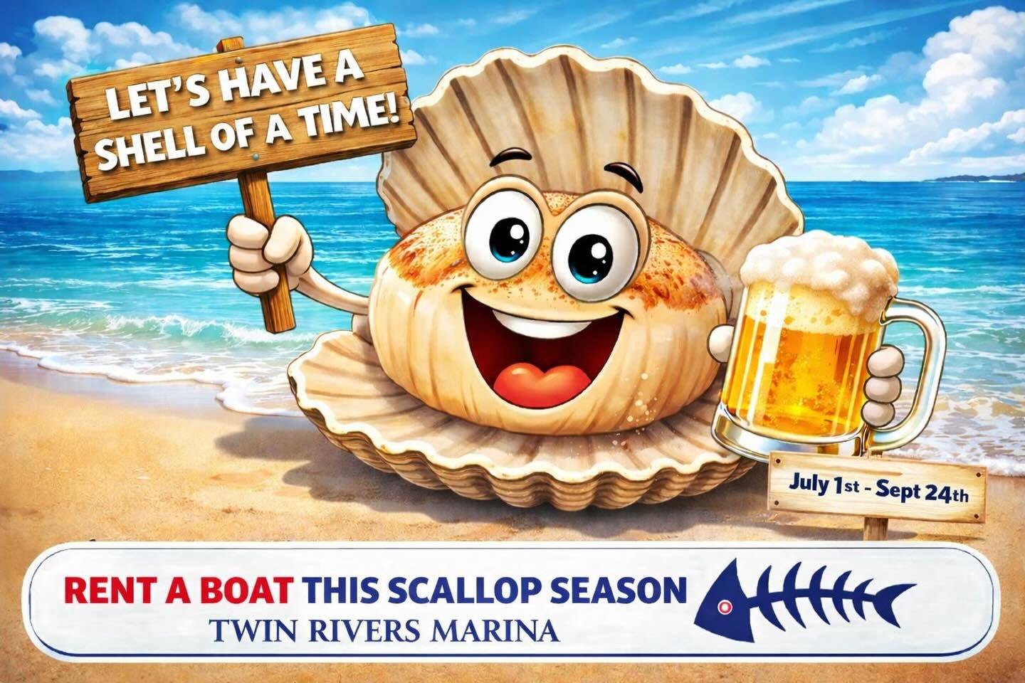 ❄️ Not every day is a perfect boat day&hellip; but today is a perfect planning day.
Start dreaming about blue skies, salty air, and scallops on ice 🐚☀️
Rental boats for scallop season are already filling up fast at Twin Rivers Marina, and trust us &