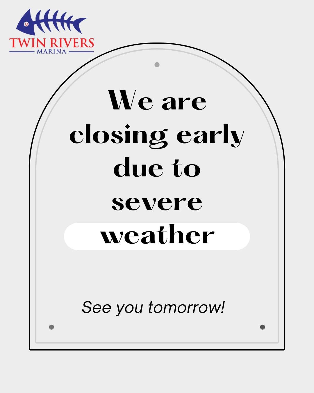 Due to the severe weather, we will be closing slightly early today - 4:00pm. See you tomorrow! #crystalriverfl