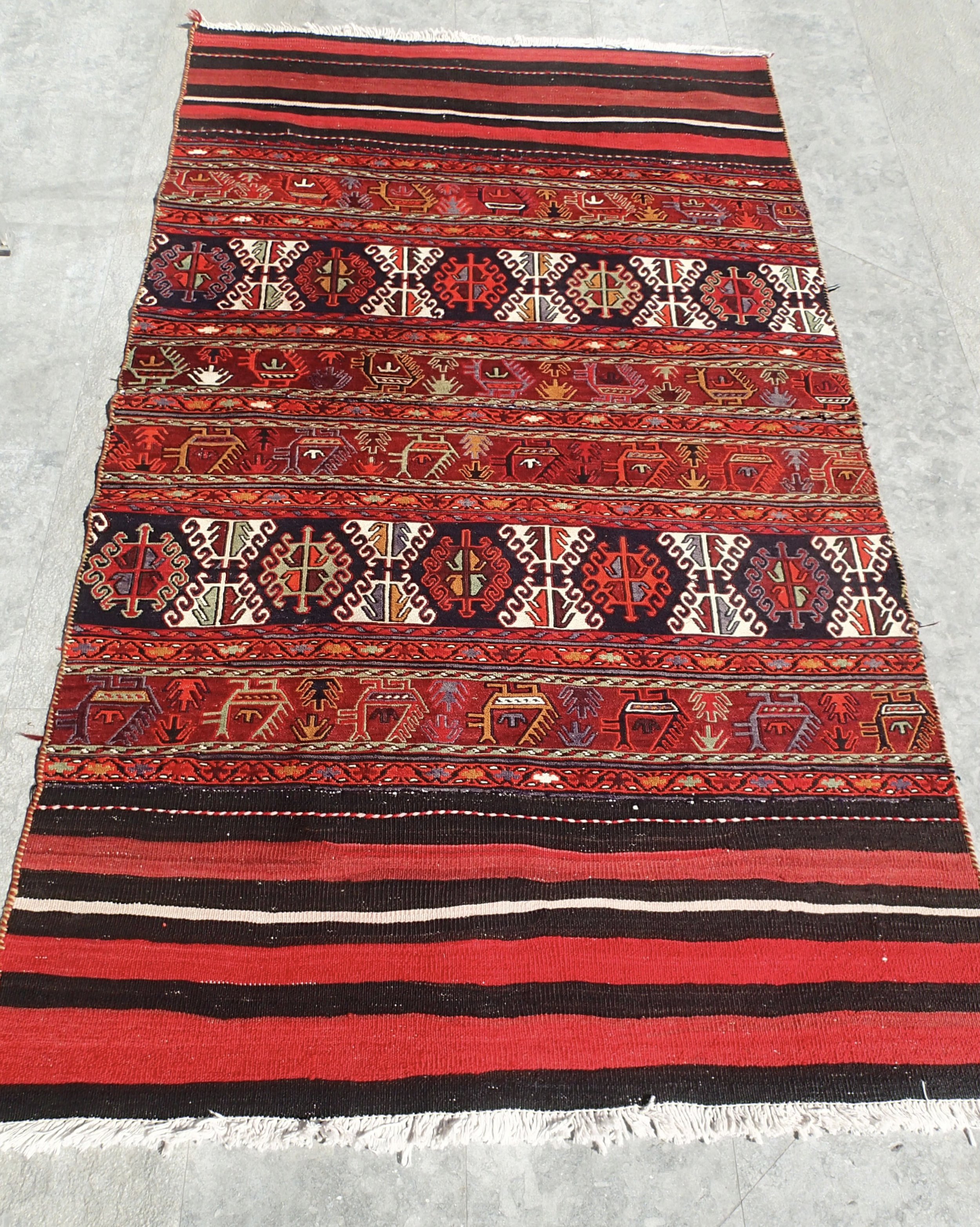 Sumak flatweave, Peacock design, 48 1/2” x 85 1/8”, 	100% Wool, $575