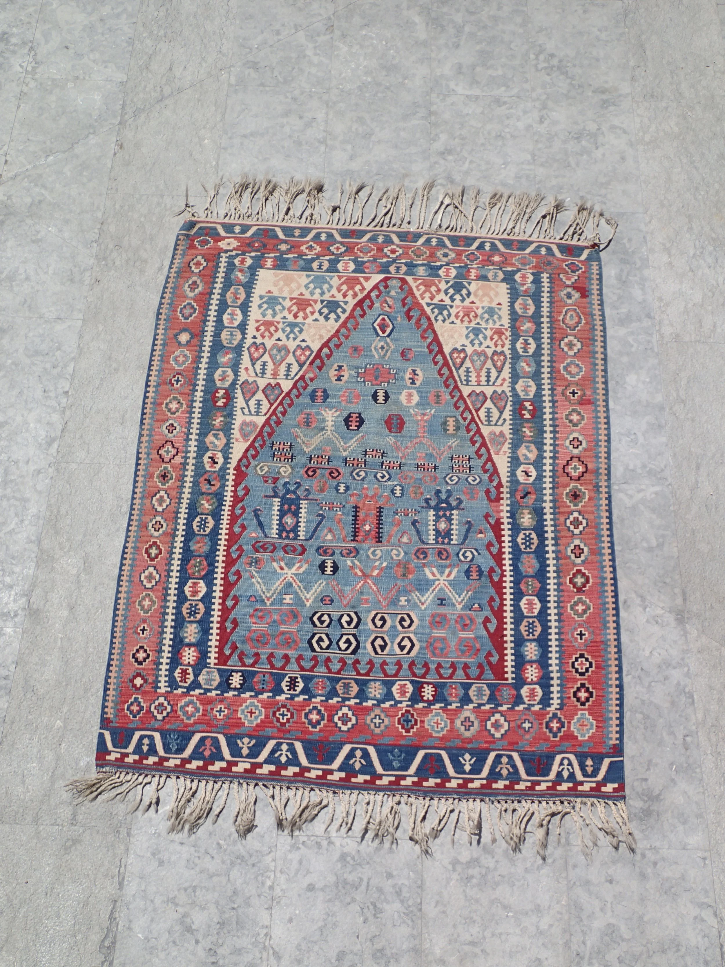 Kilim, Başür, Kurdistan, 45 1/4” x 64 3/4”, © 1900, 	100% Wool, $1300