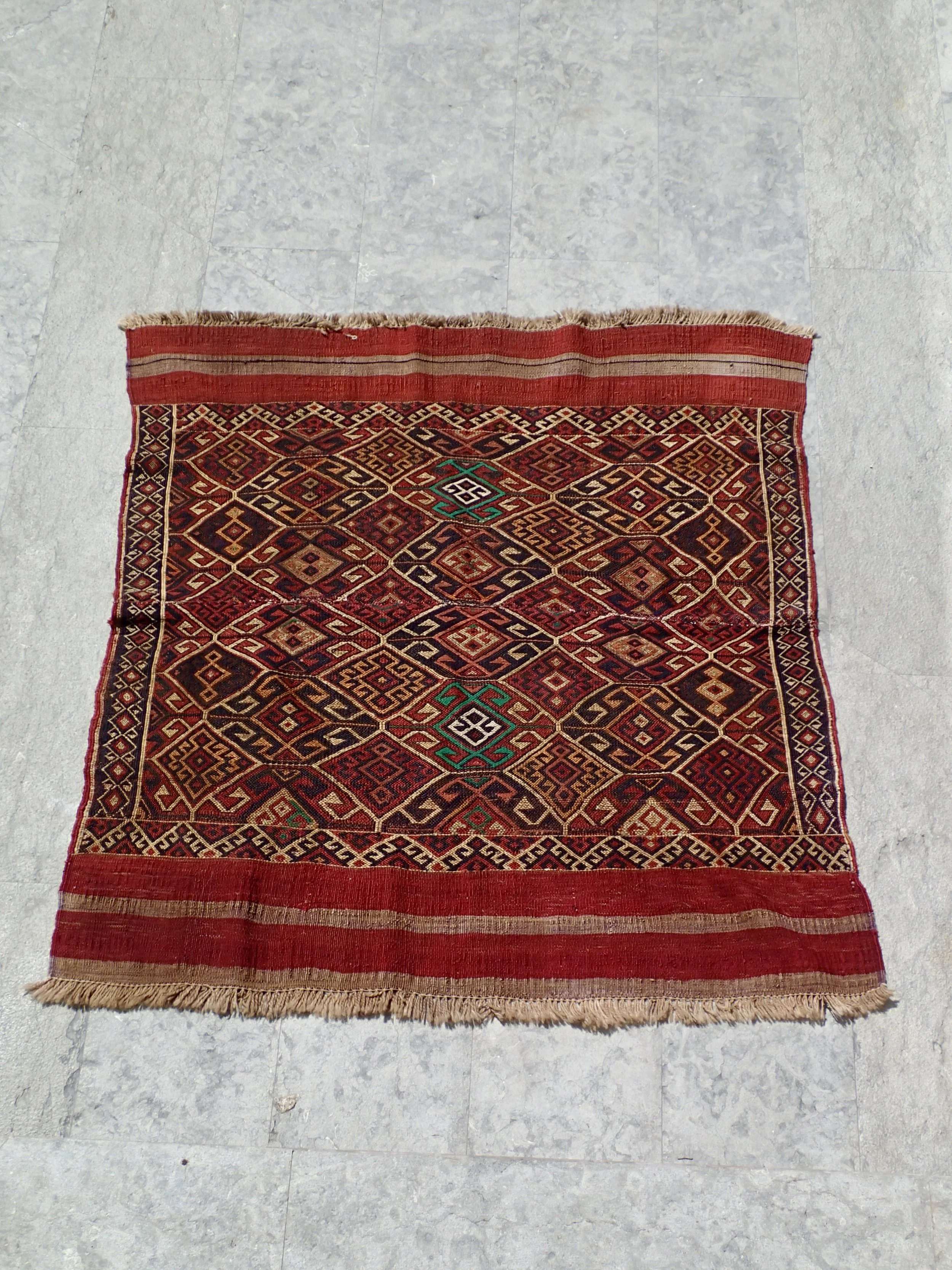 Çuval (grain bag, opened), plainweave/Zili technique, 
	53 7/8” x 53 3/8”, © 1950s, 100% Wool, $375