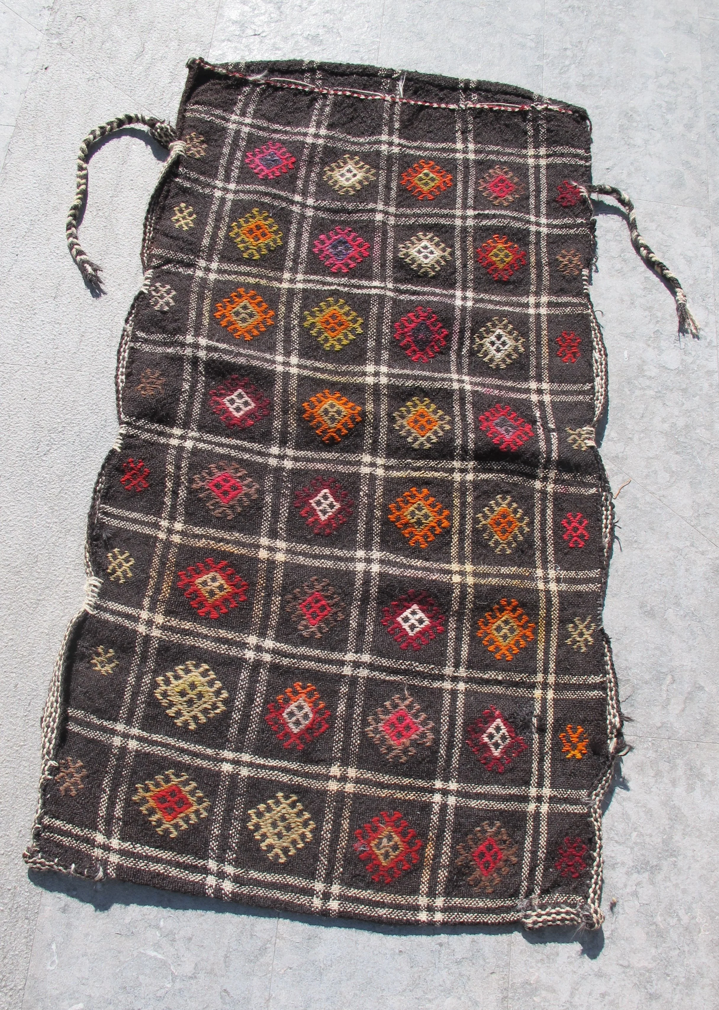 Grain bag,  Plainweave/cicim technique, 29” x 55”, 	Wool & Goat hair, Vintage, $250