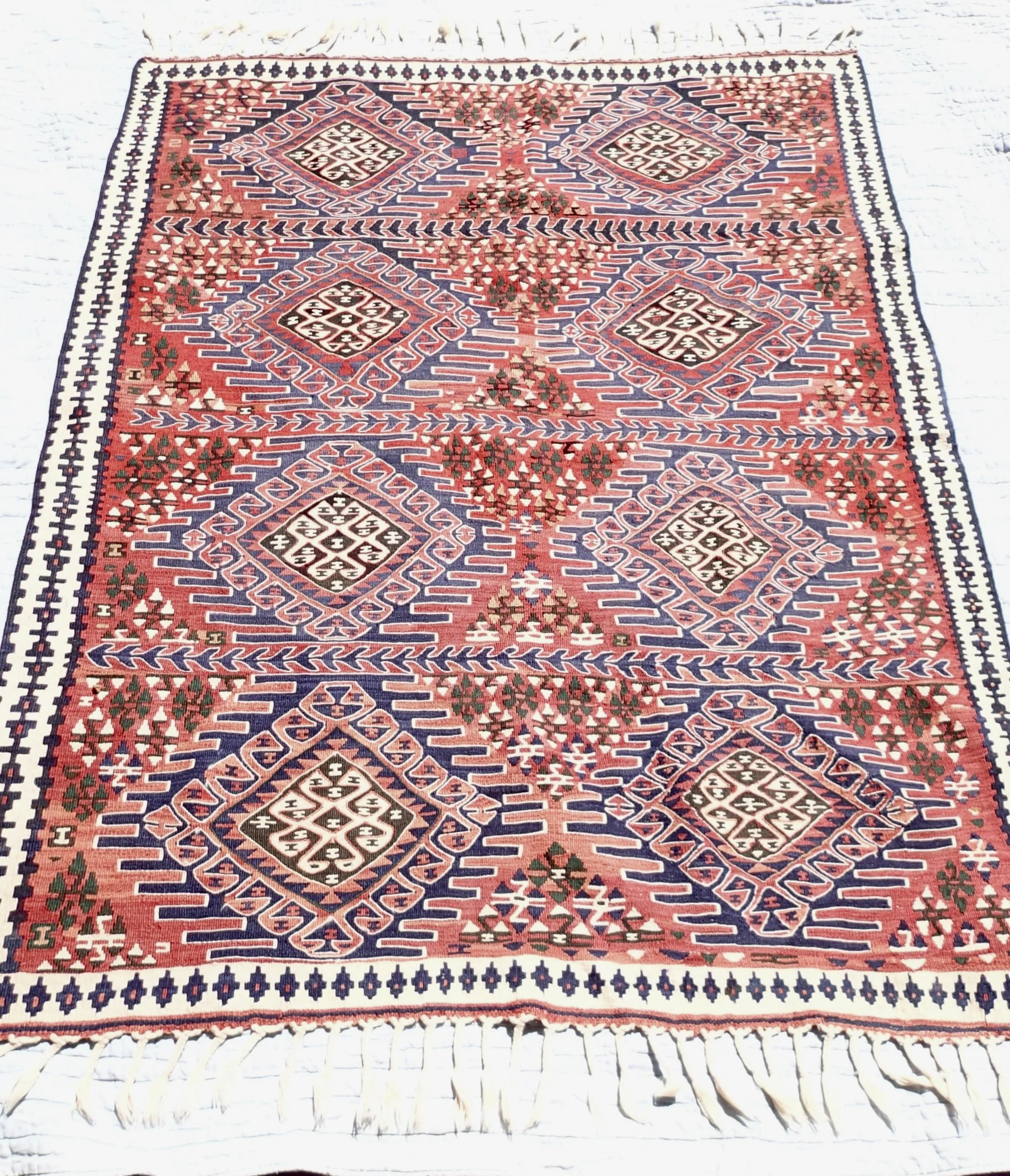 Kilim, Şamari design, 57” x 74 1/4”, © 1970s, 100% 	Wool, $900