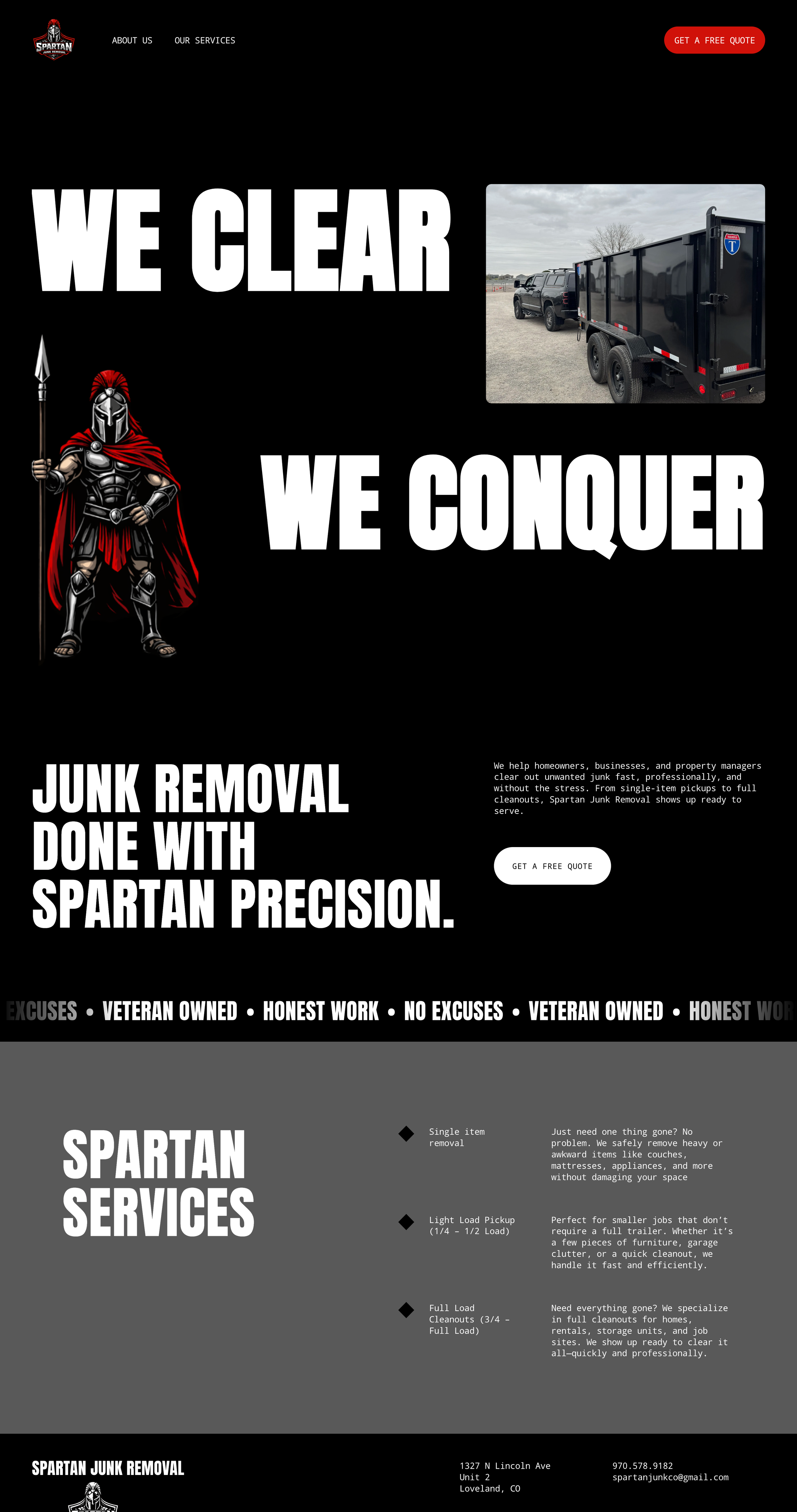 Custom Squarespace website design for Spartan Junk Removal — veteran-owned small business