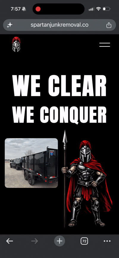 Custom Squarespace website design for Spartan Junk Removal — veteran-owned small business