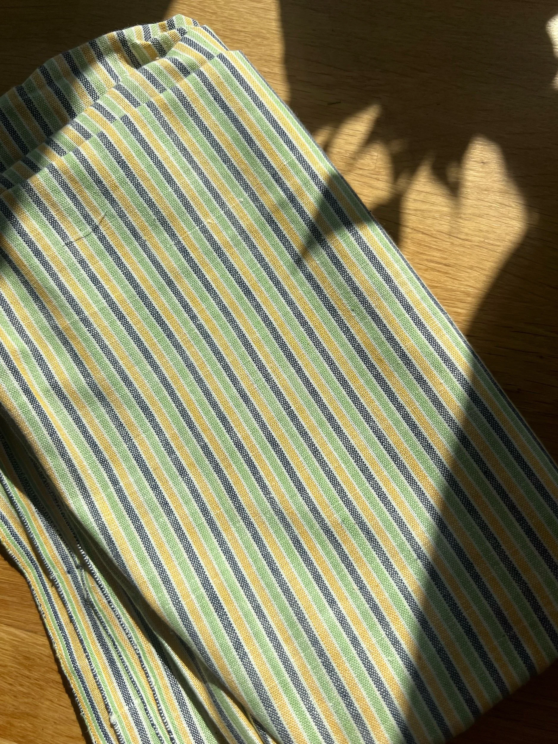 gul/grønn/blå striper (100% bomull)