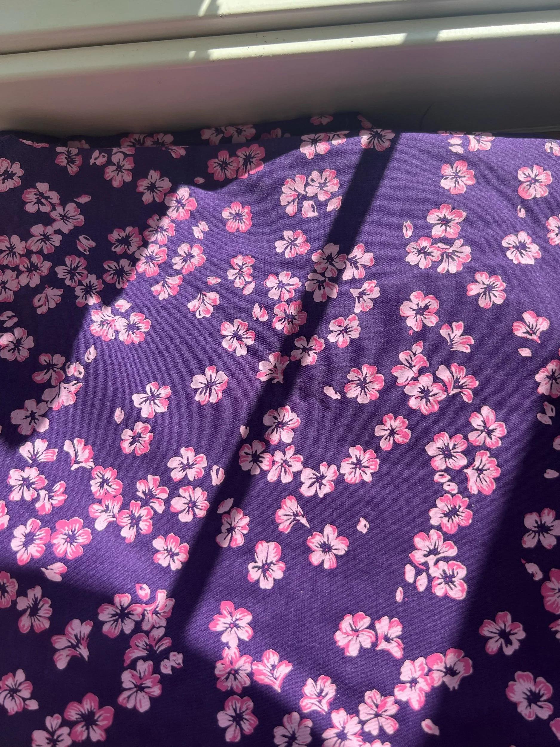 lilla med rosa blomster (100% bomull)