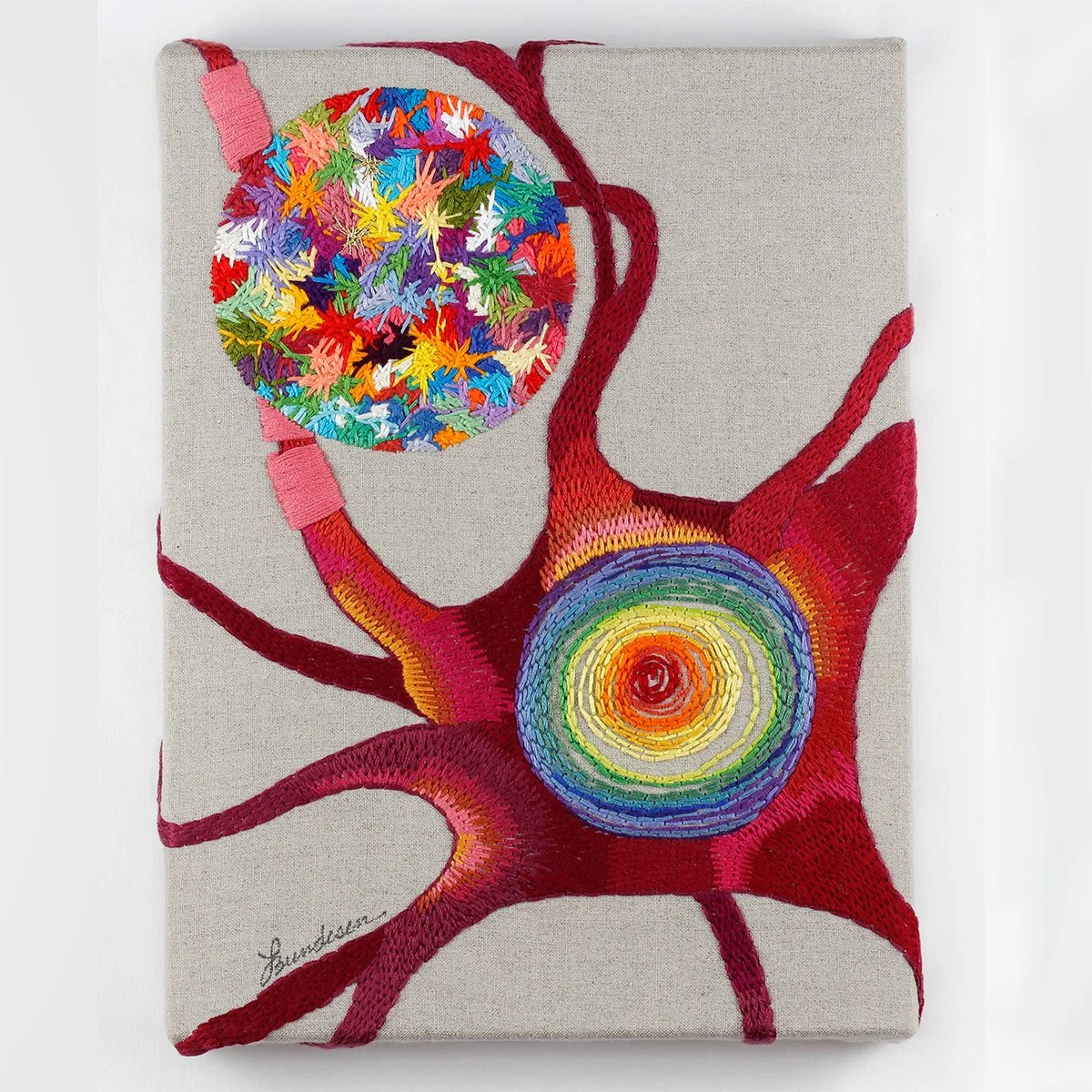 Inset - 9x12 Original hand embroidered neuron