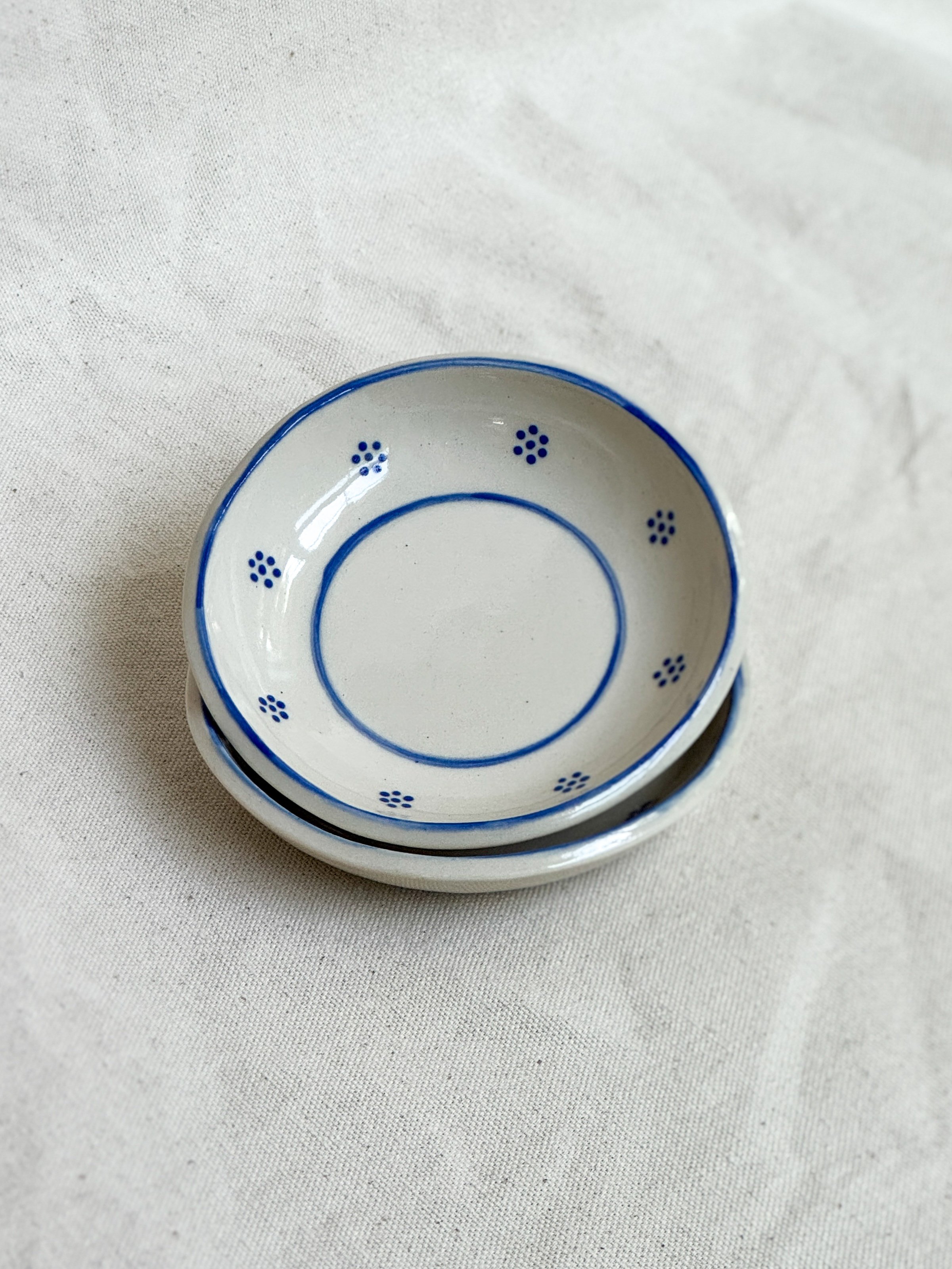 Banded Dot Dish in Blue