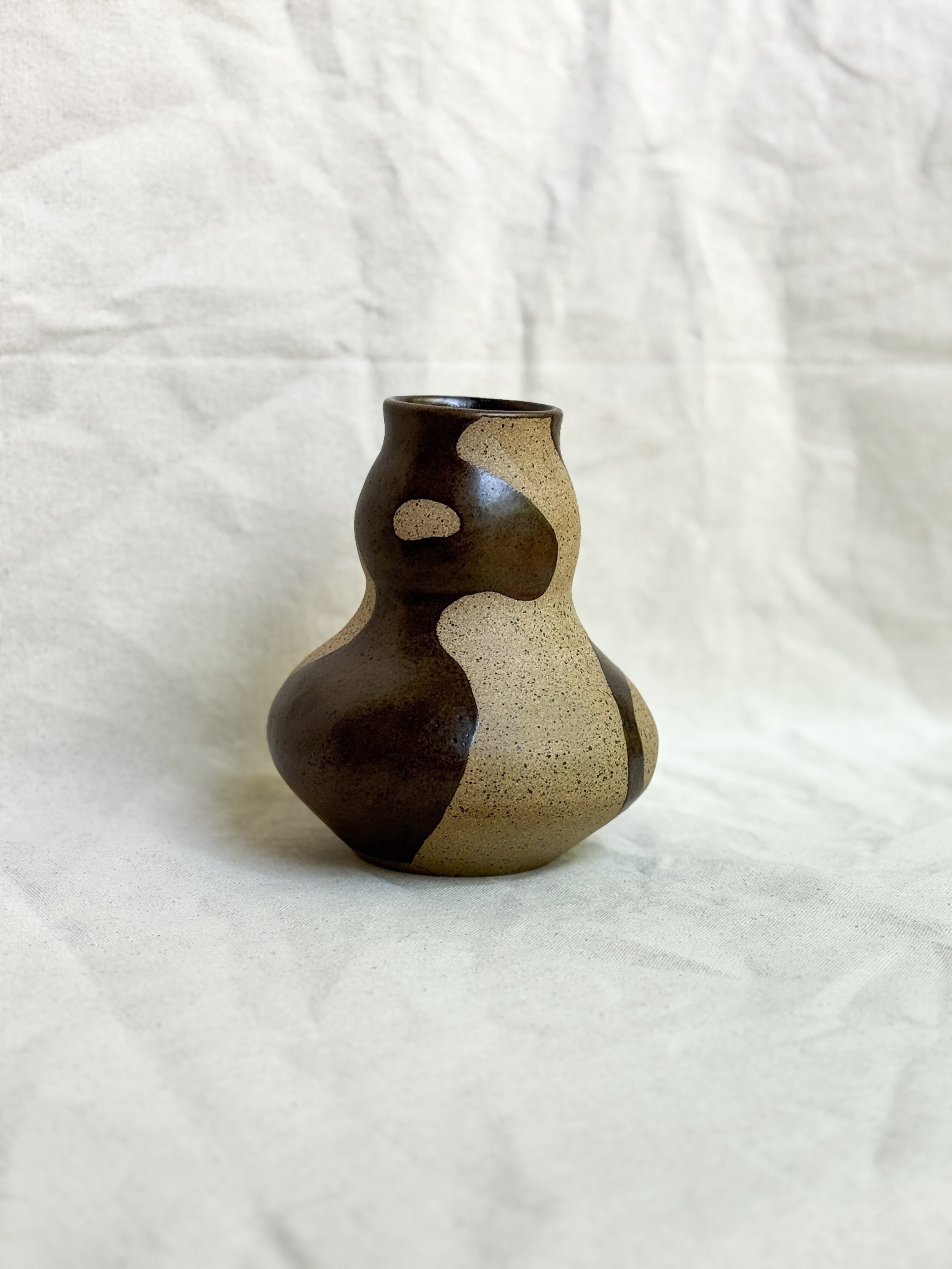 Double Curve Vase in Bark Abstract