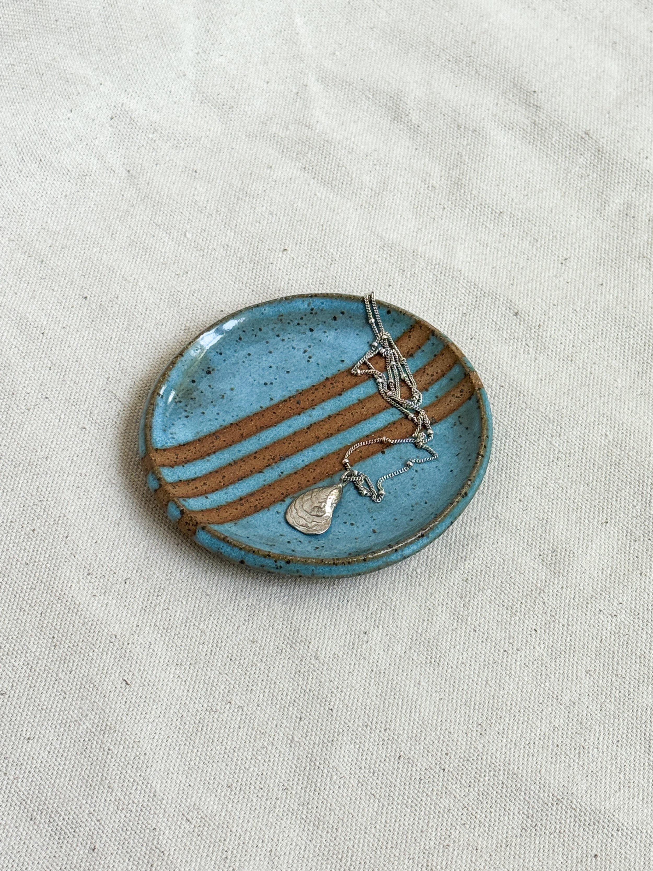 Trinket Dish in Sky Blue Stripe