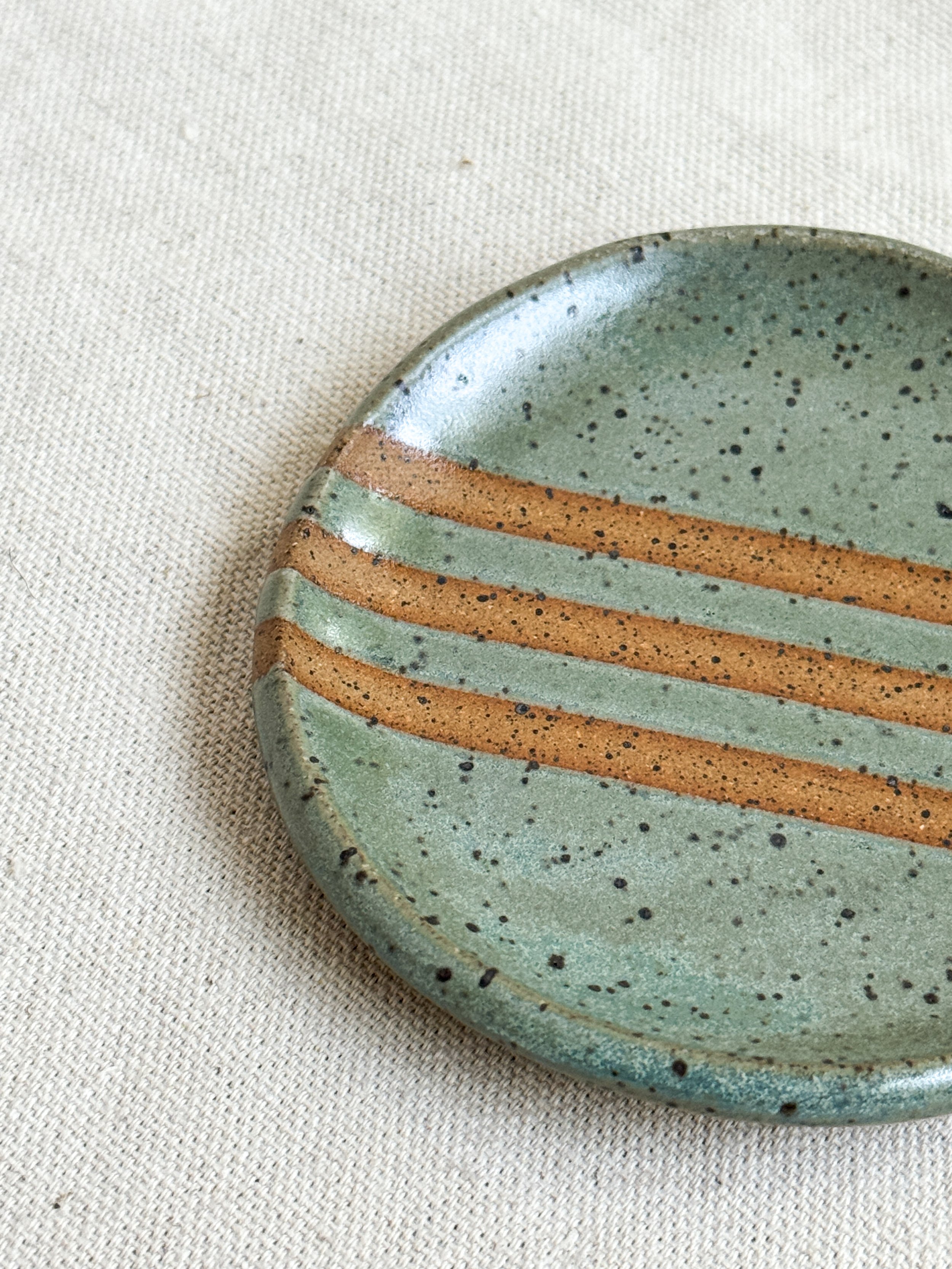 Trinket Dish in Frost Green Stripe