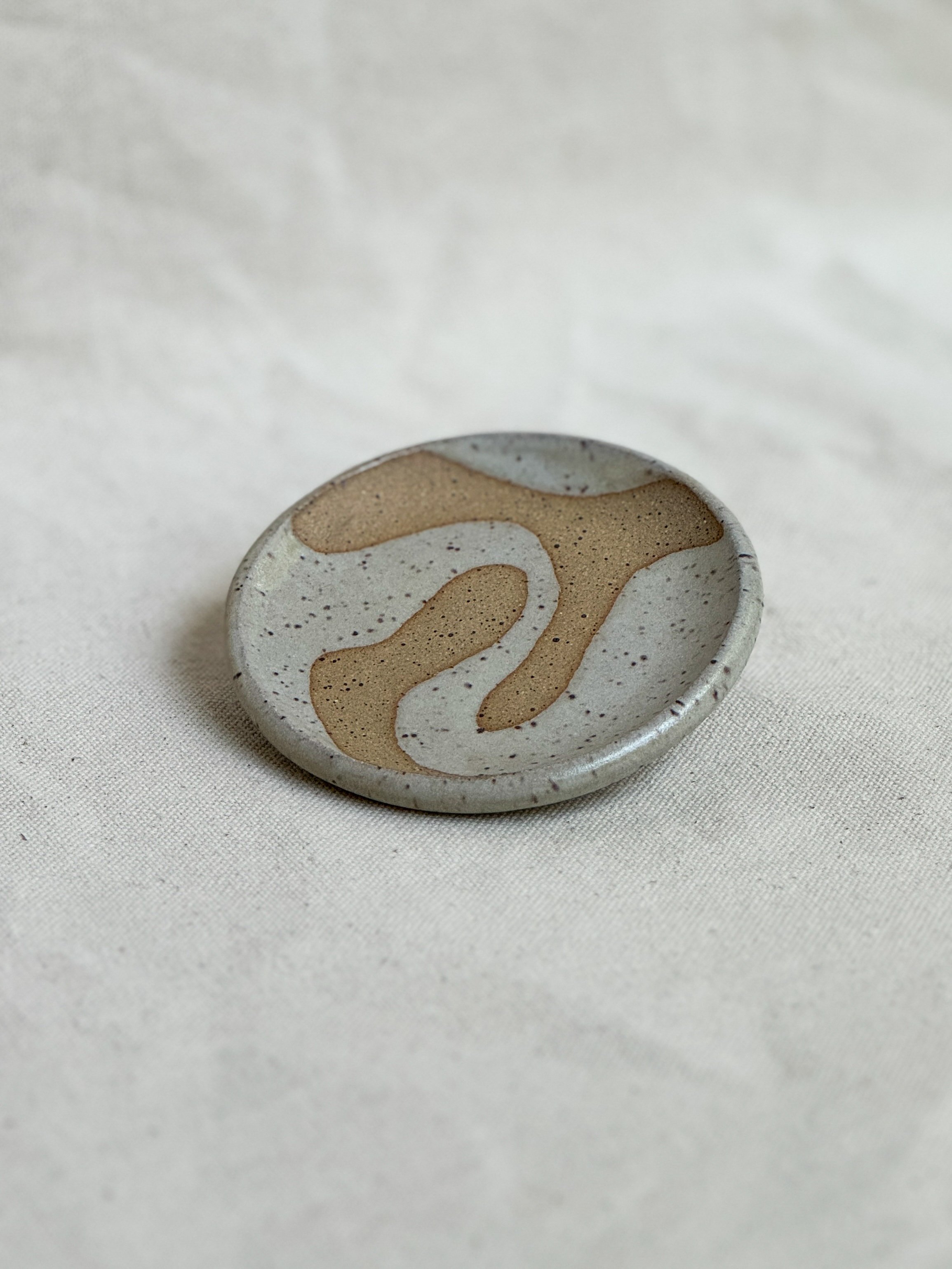 Trinket Dish in Winter White Abstract #2
