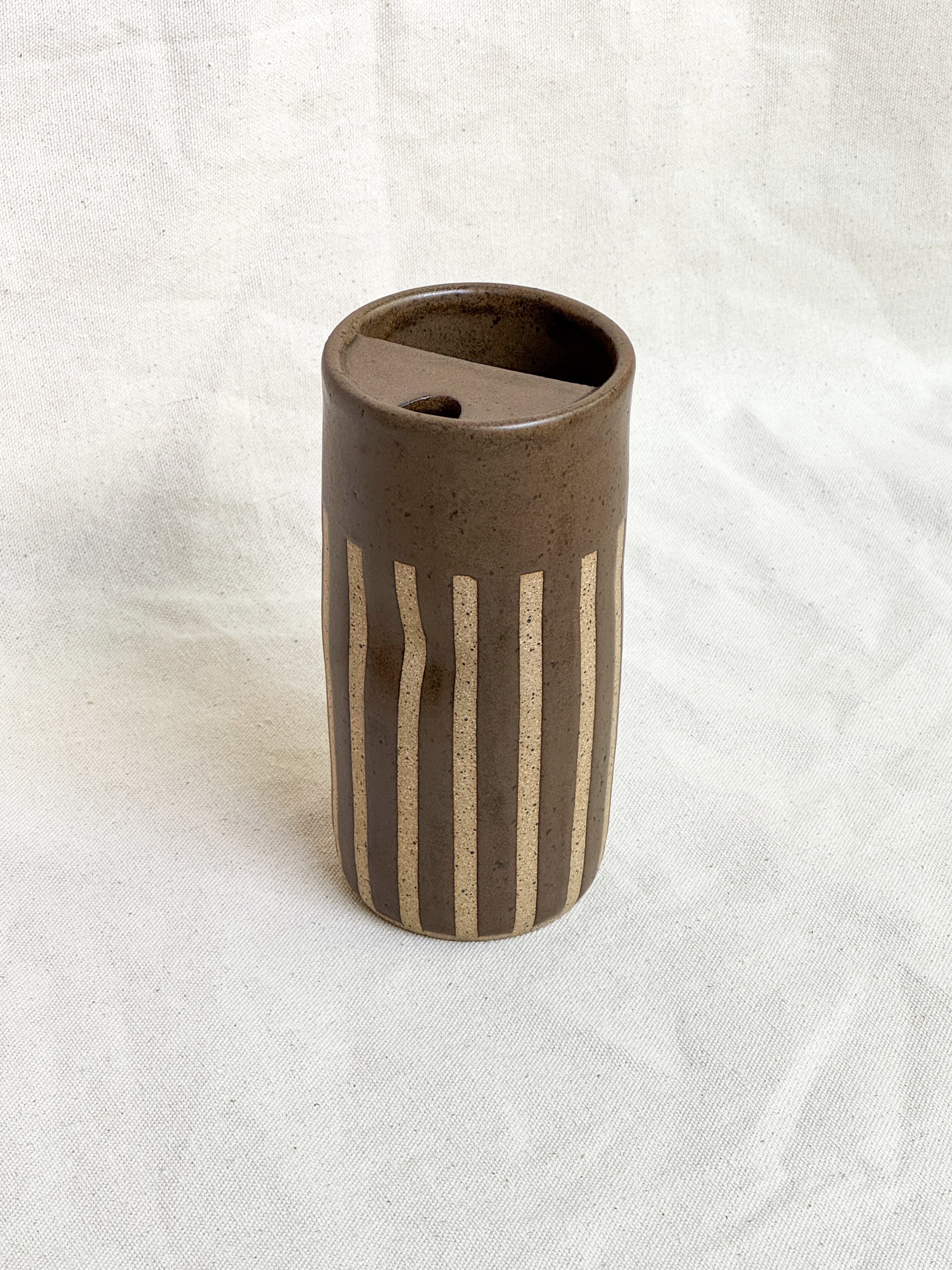 Travel Tumbler in Bark Vertical Stripe