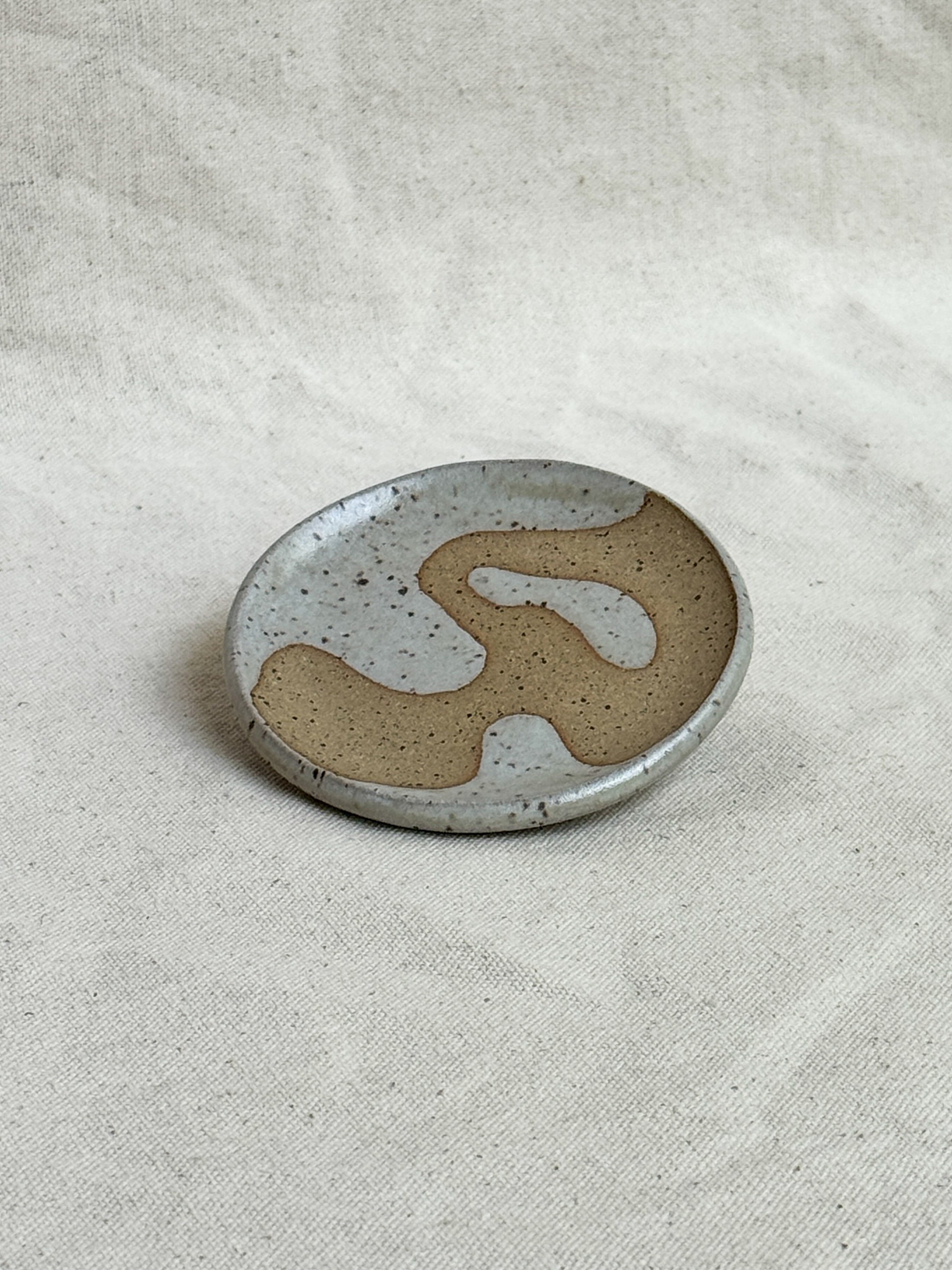 Trinket Dish in Winter White Abstract #1