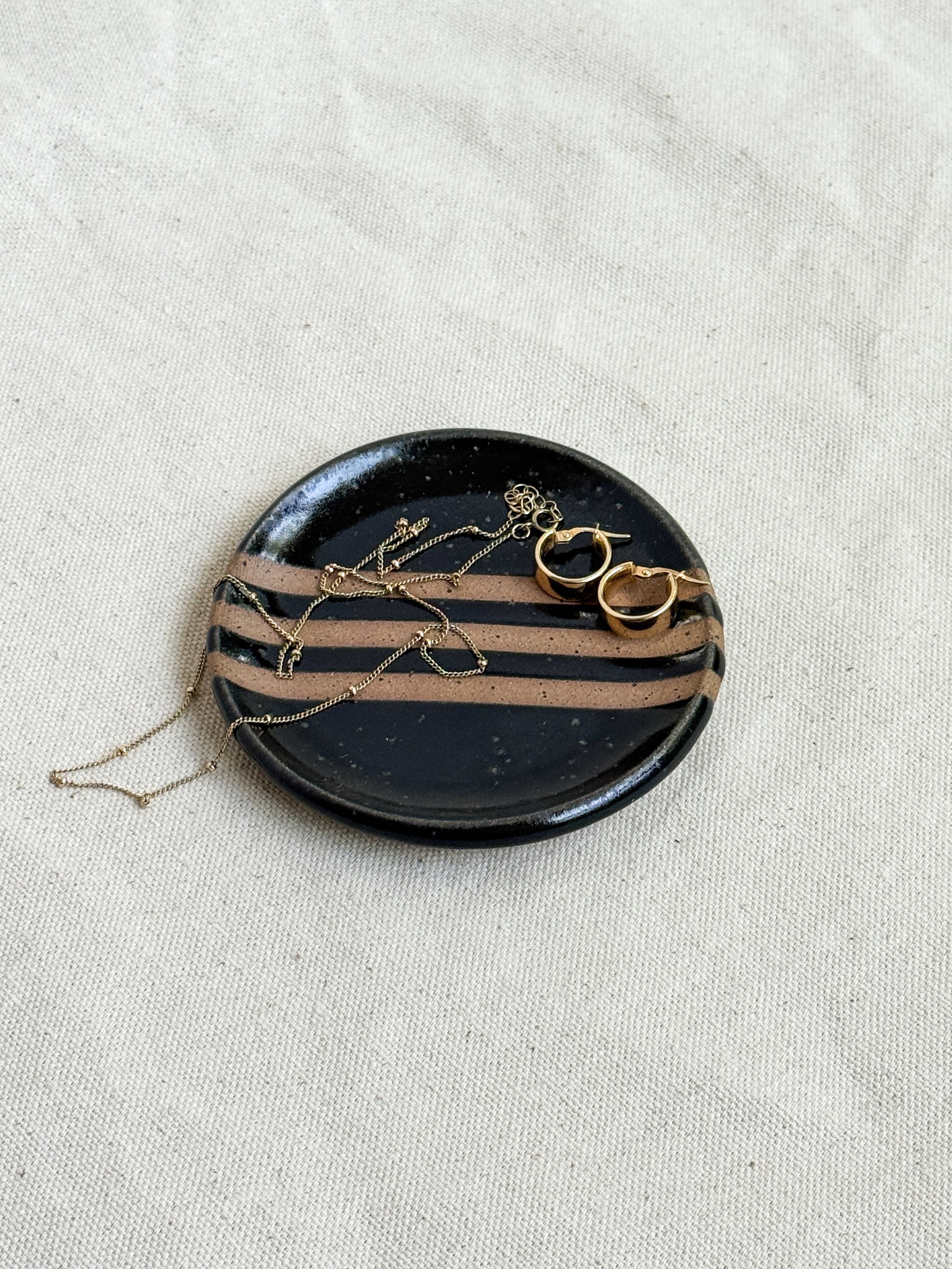 Trinket Dish in Satin Black Stripe